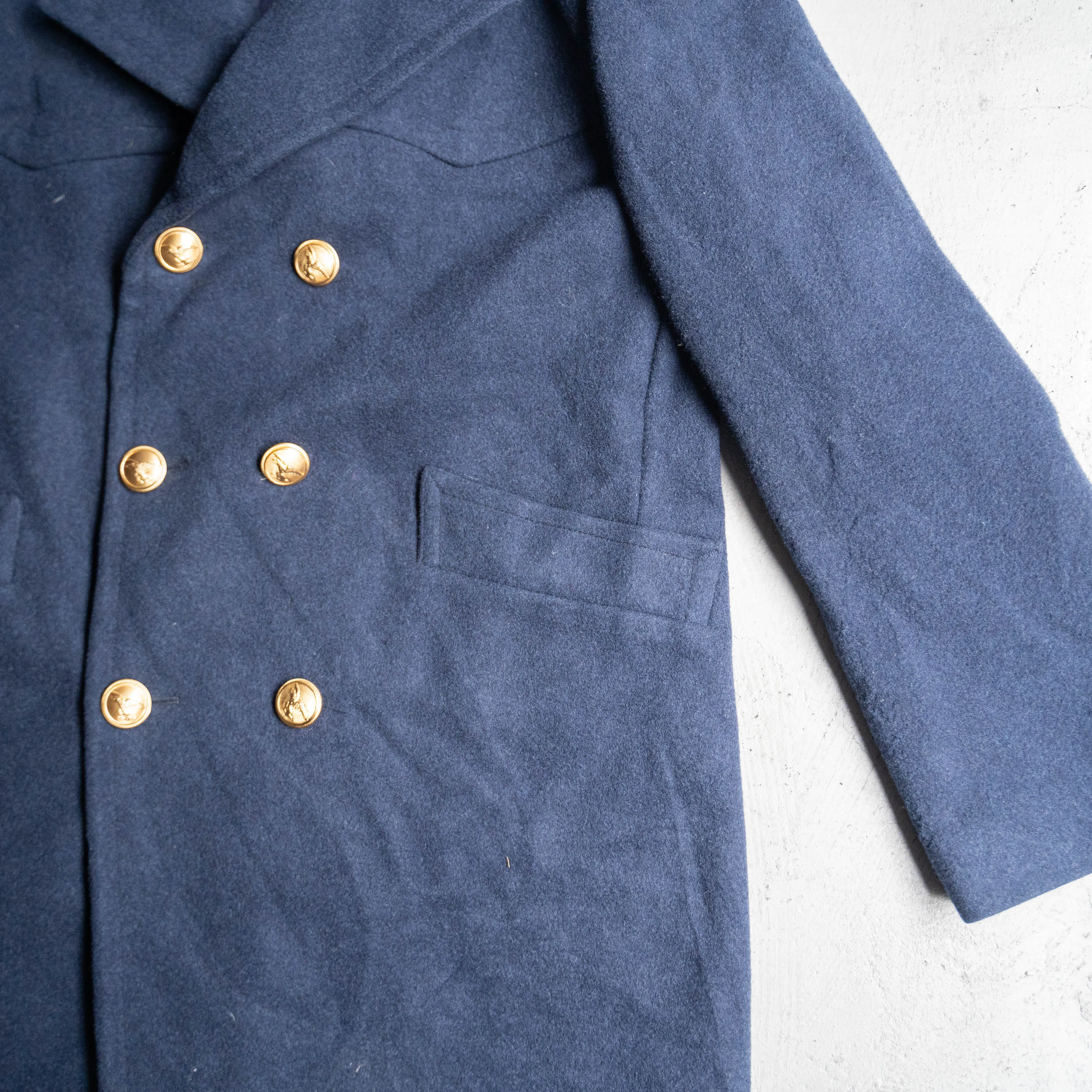 1960-70s italian navy wool p coat -dark navy- 'dead stock'