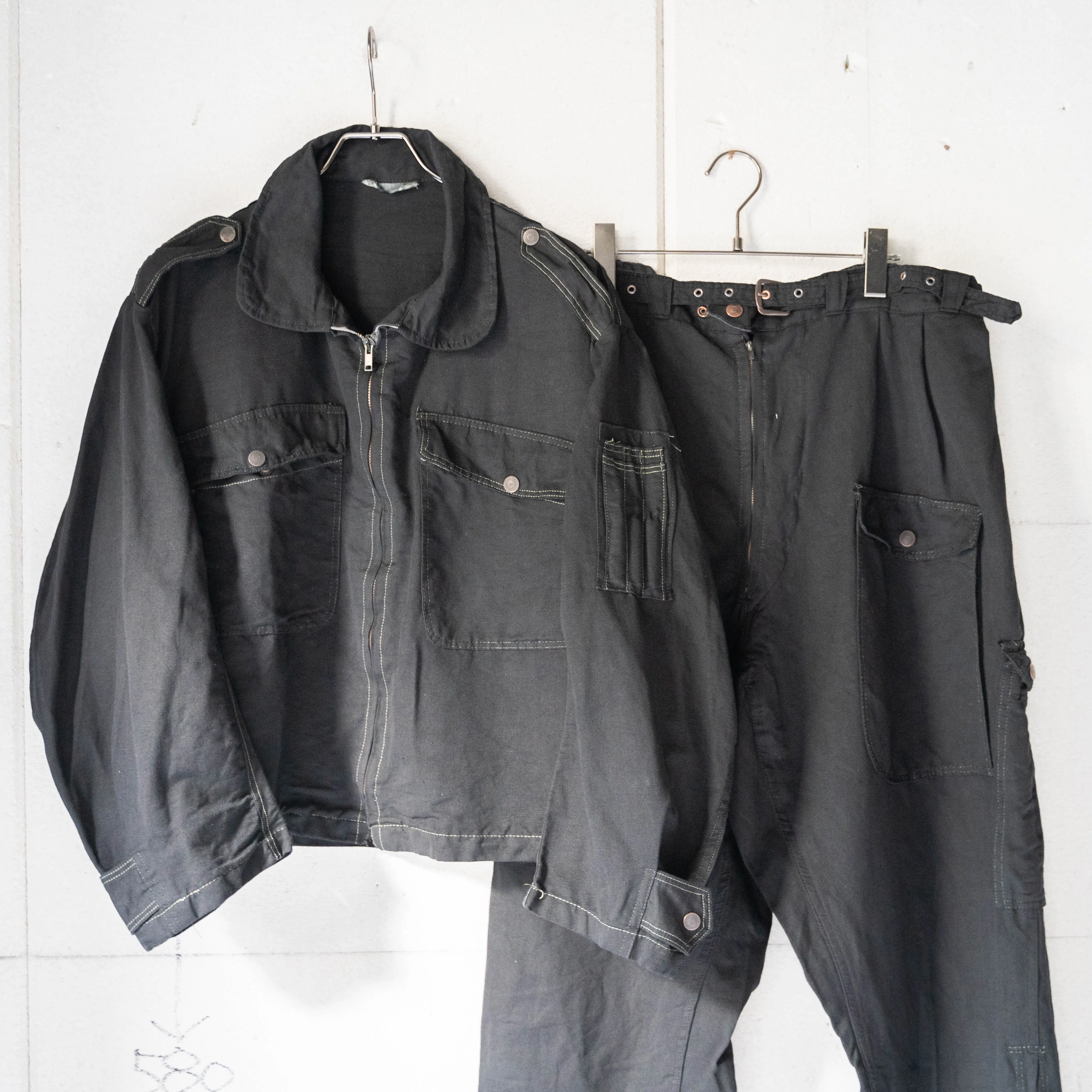 1960-80s Italian military helicrew jacket 'dead stock' -black dyed-