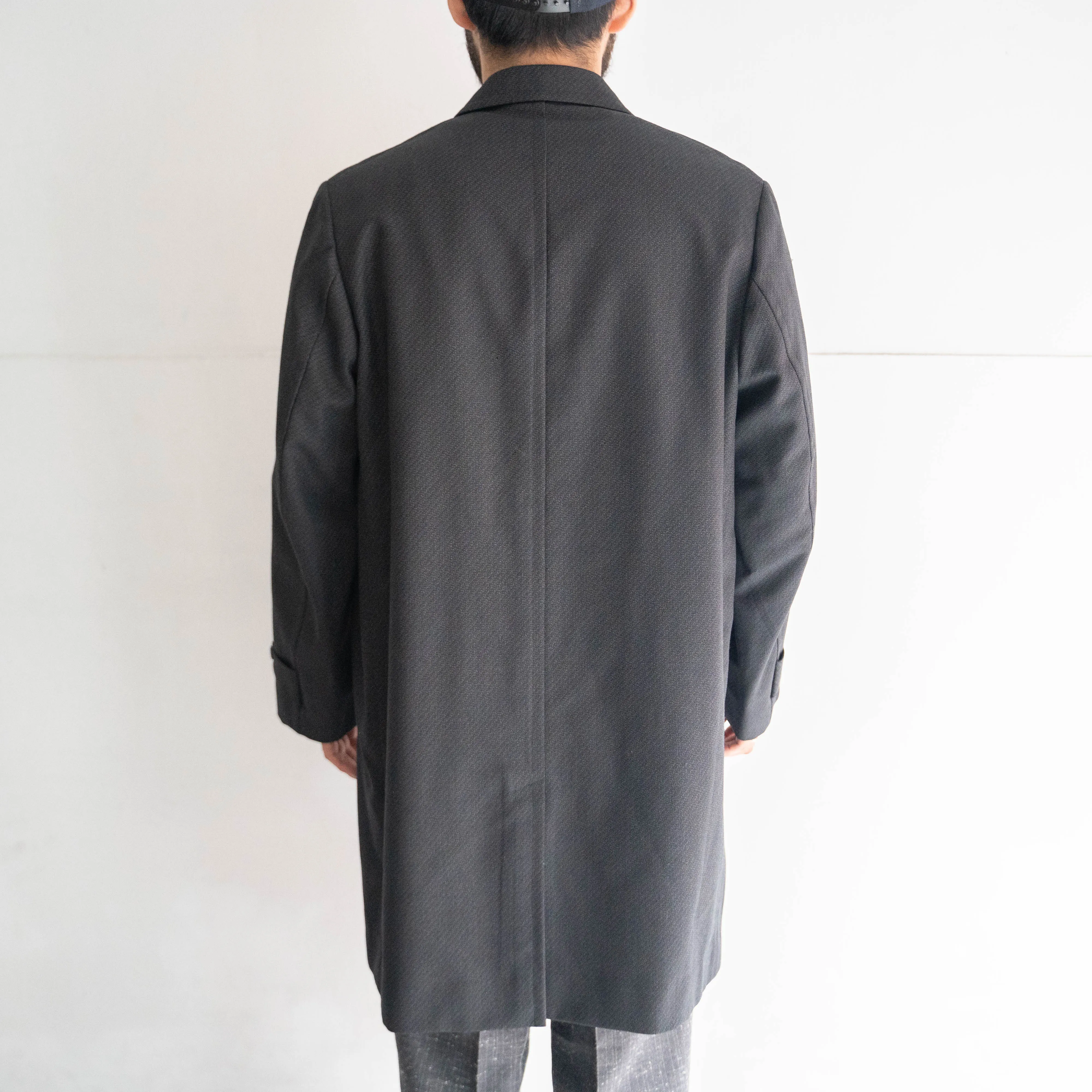 1970-80s Japan vintage charcoal gray based all wool coat