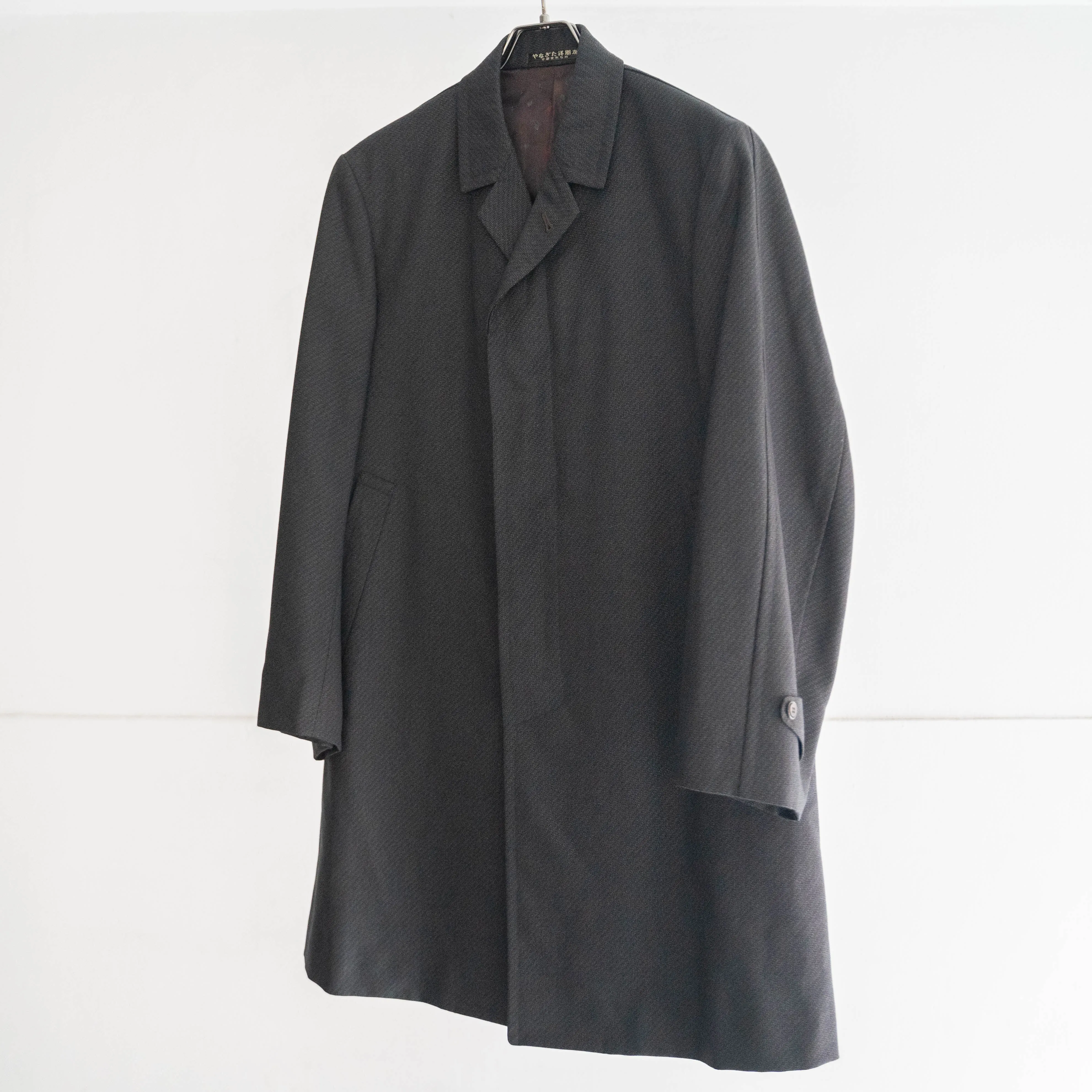 1970-80s Japan vintage charcoal gray based all wool coat