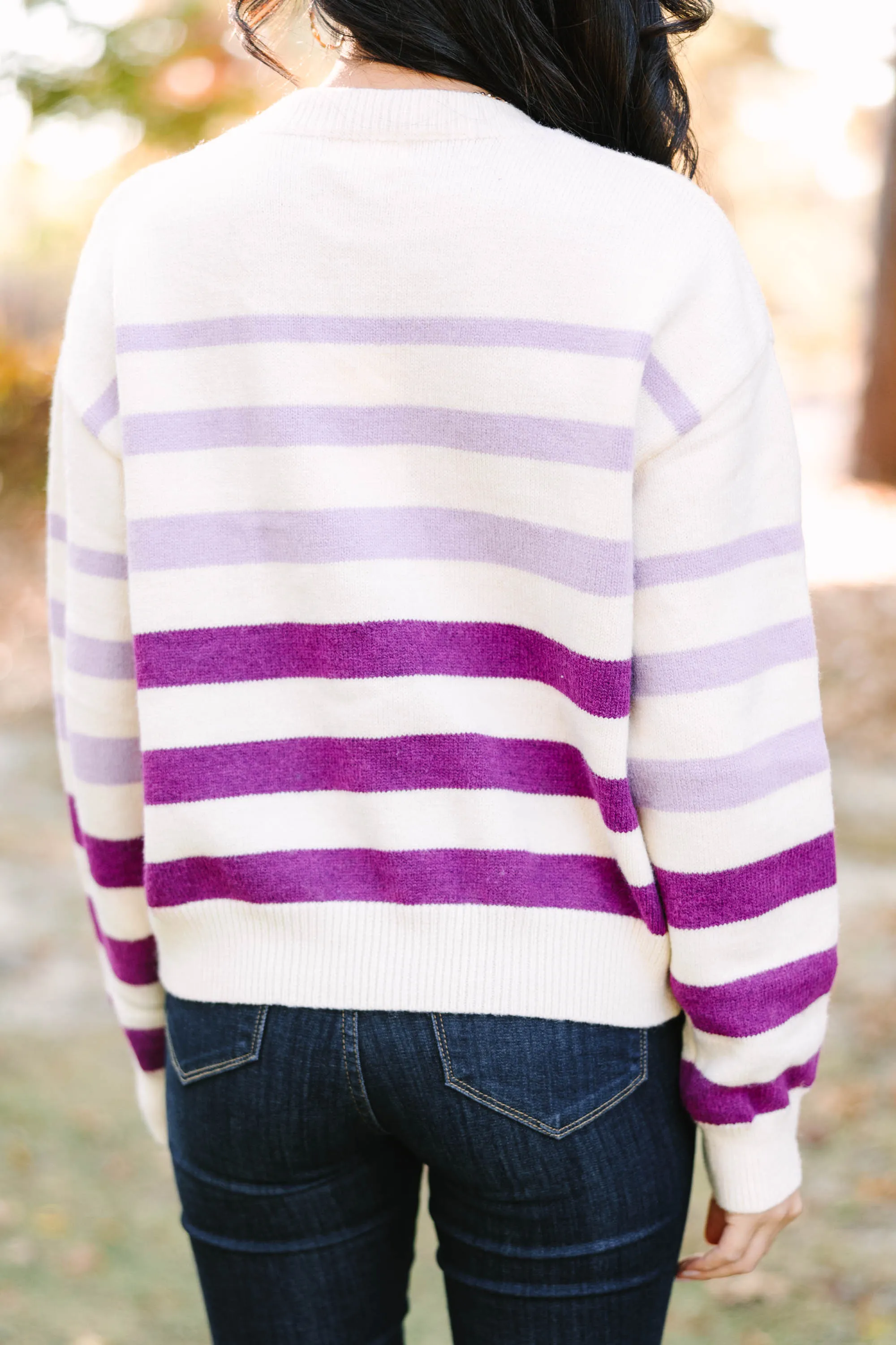 All I Can See Purple Striped Sweater