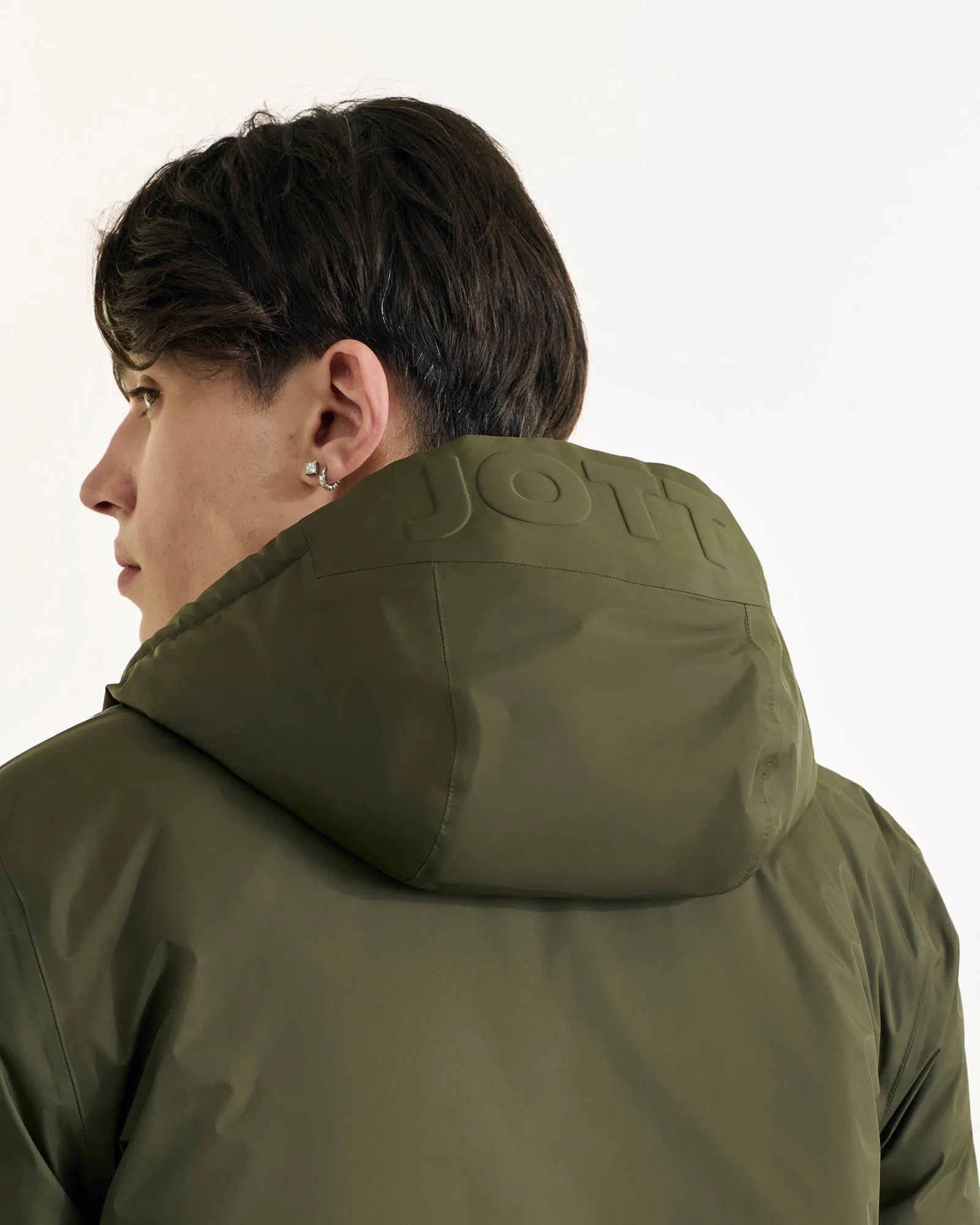 Army/Beige Bergen 2.0 reversible hooded puffer jacket