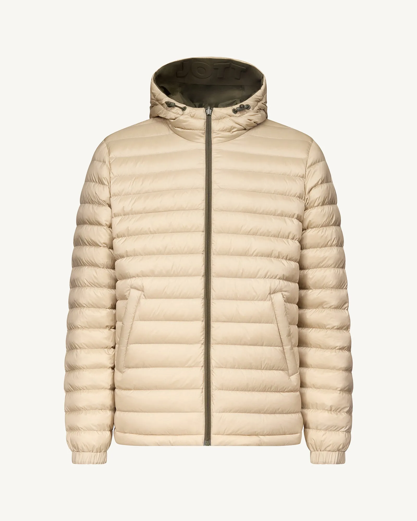 Army/Beige Bergen 2.0 reversible hooded puffer jacket