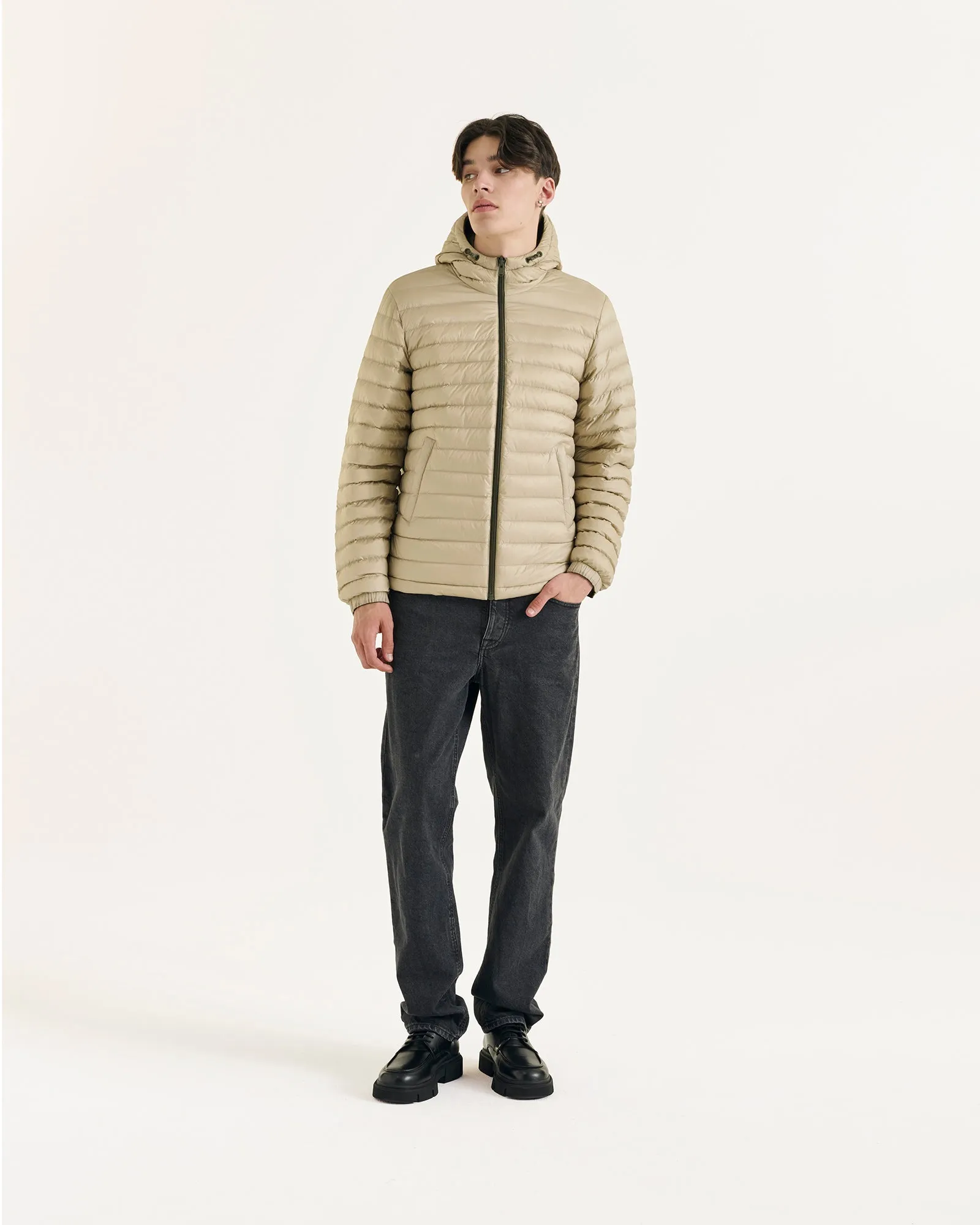 Army/Beige Bergen 2.0 reversible hooded puffer jacket