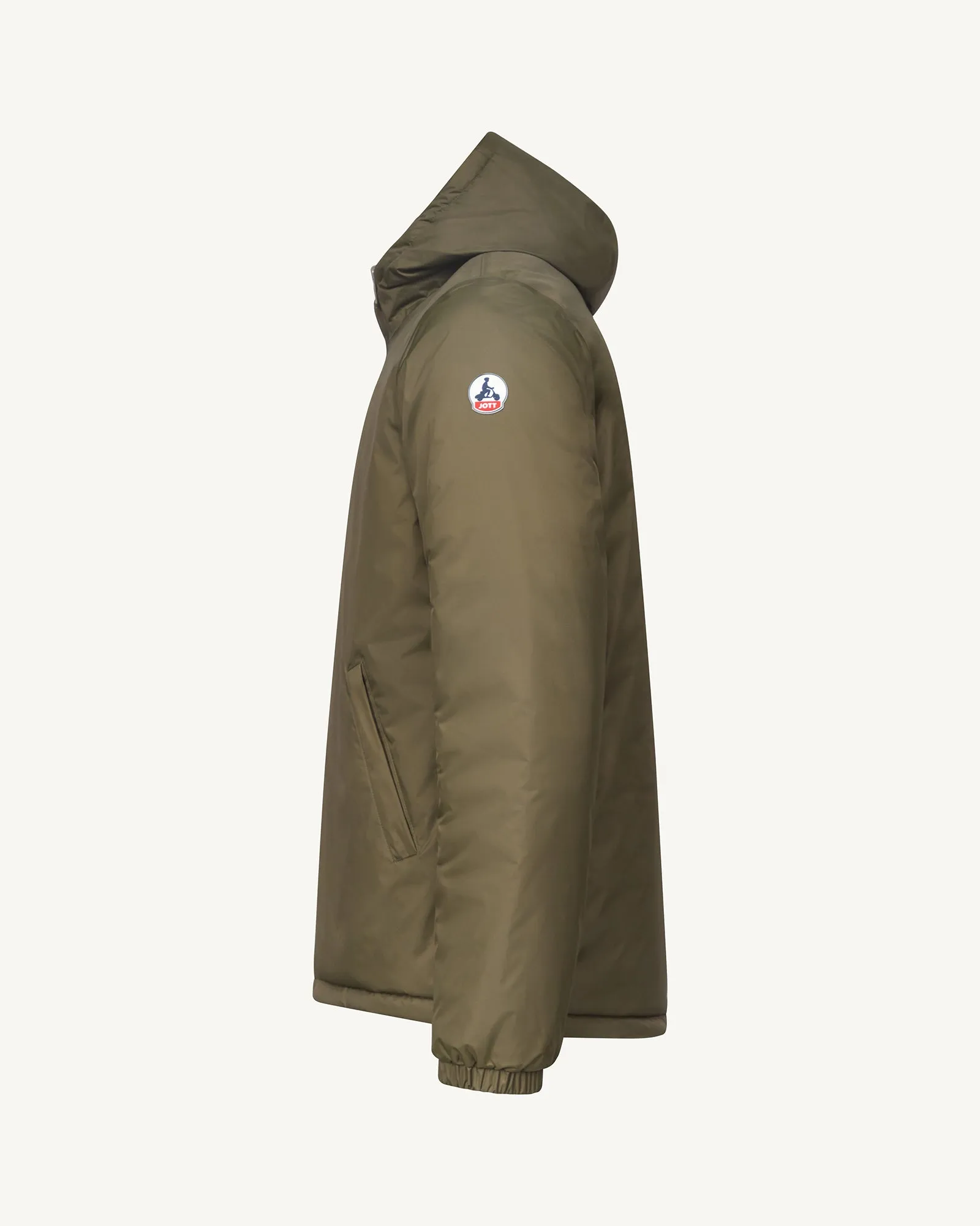 Army/Beige Bergen 2.0 reversible hooded puffer jacket