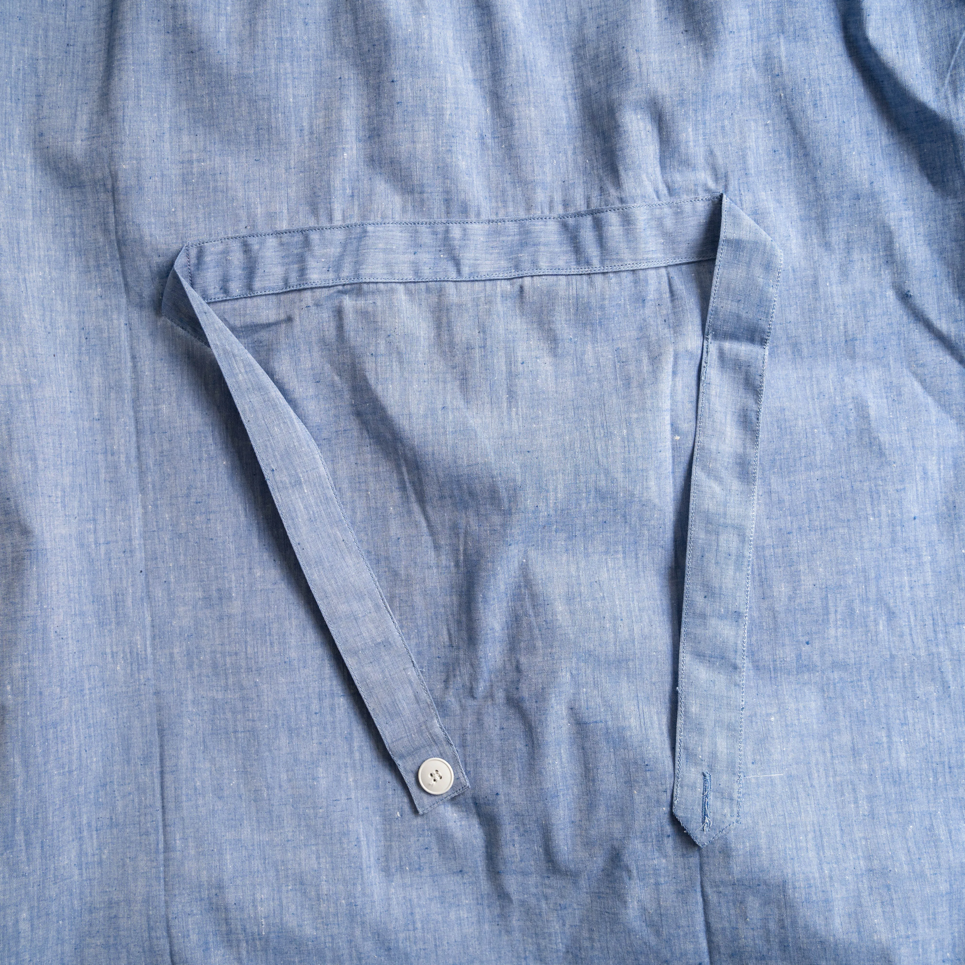 around 1950s French military blue chambray hospital coat -linen mix- 'dead stock'