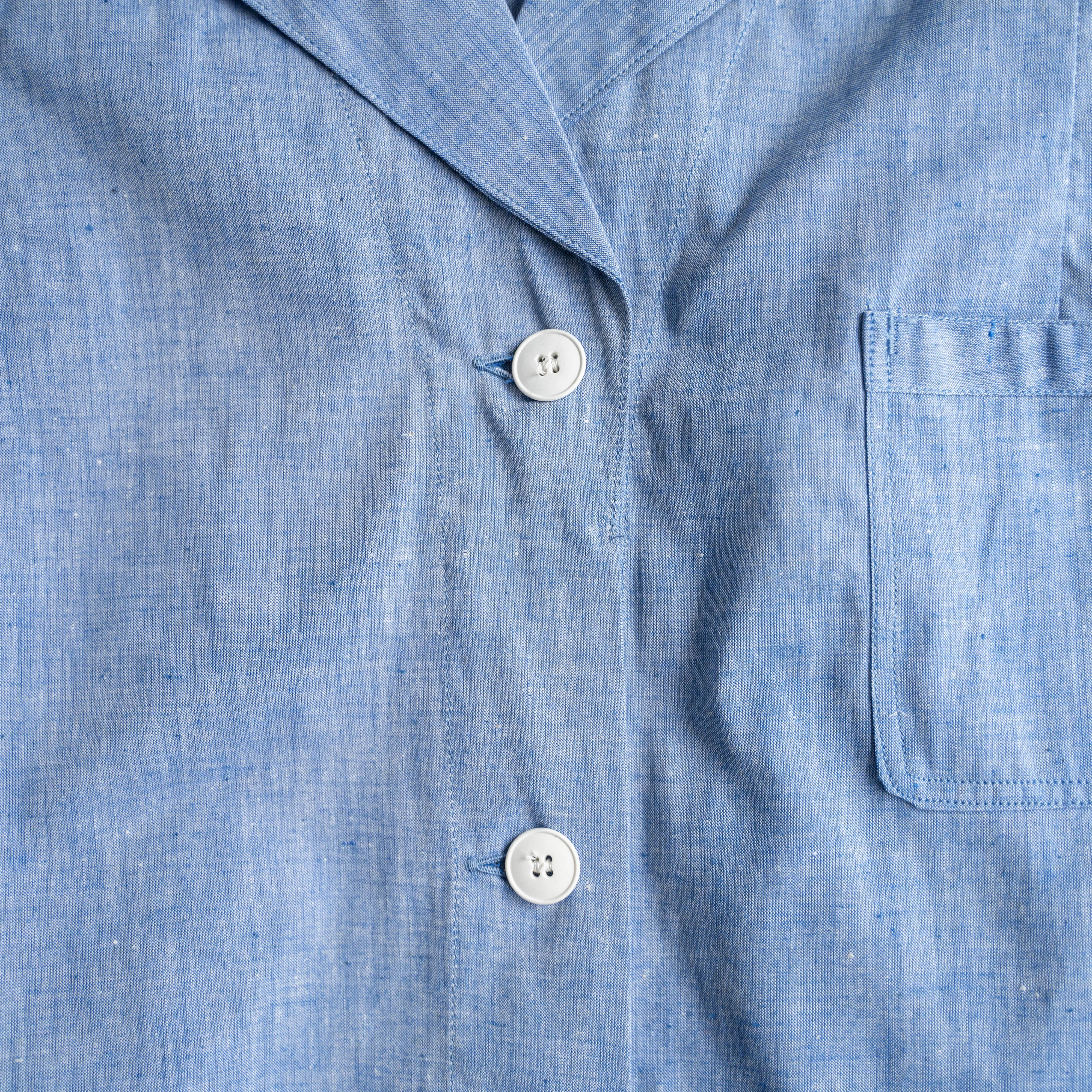 around 1950s French military blue chambray hospital coat -linen mix- 'dead stock'