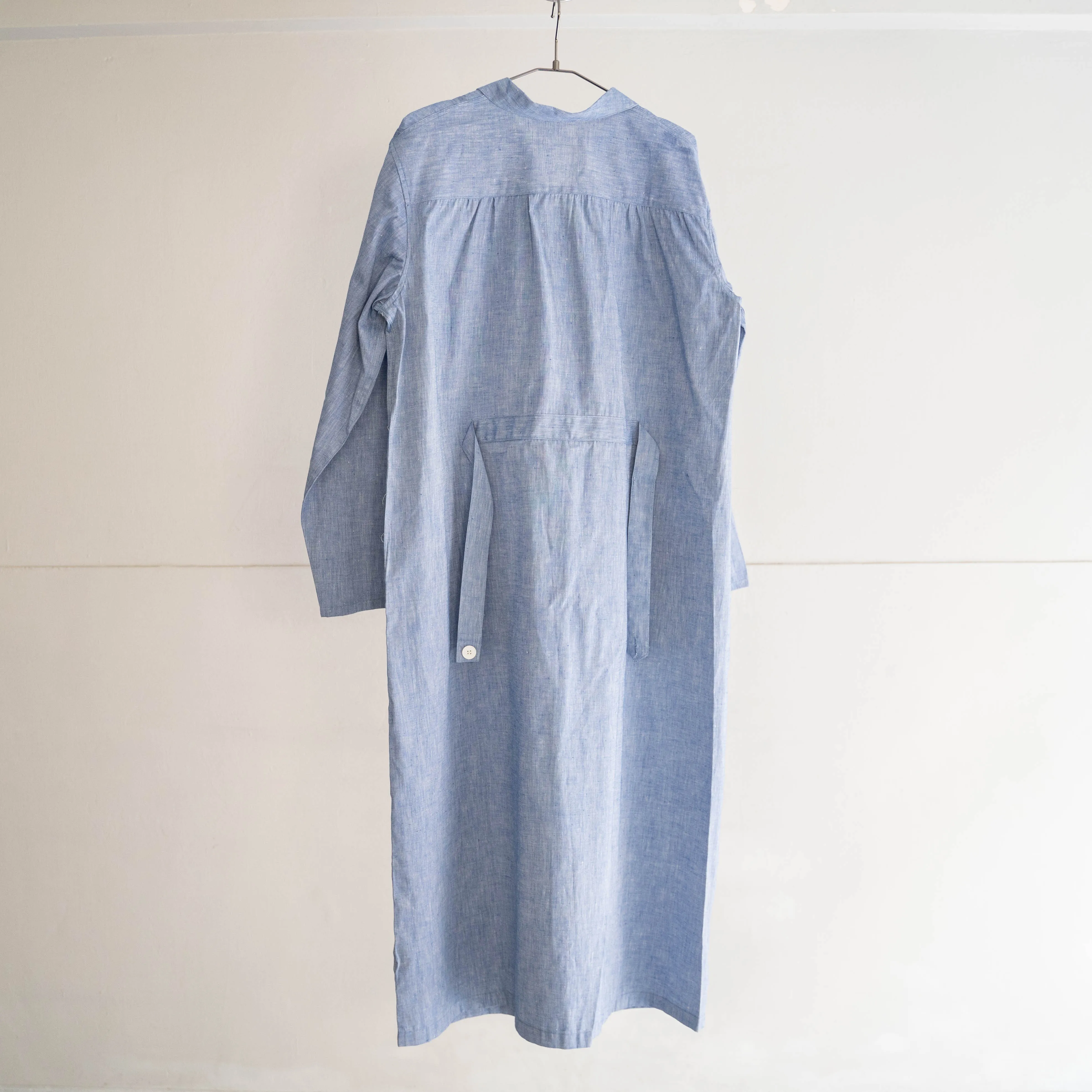 around 1950s French military blue chambray hospital coat -linen mix- 'dead stock'