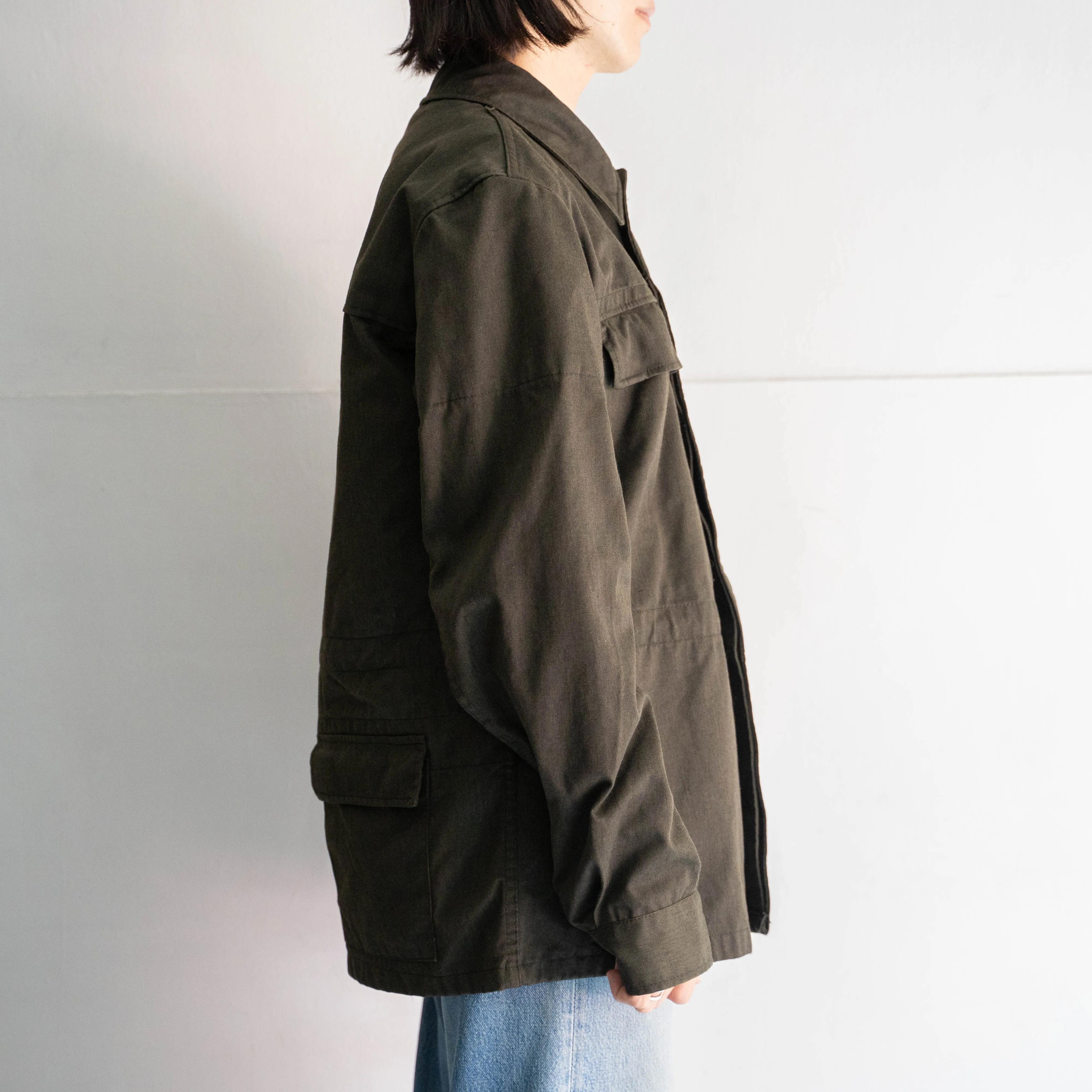 around 1970s Czech military field jacket 'dead stock' -black dyed & without epaulette-