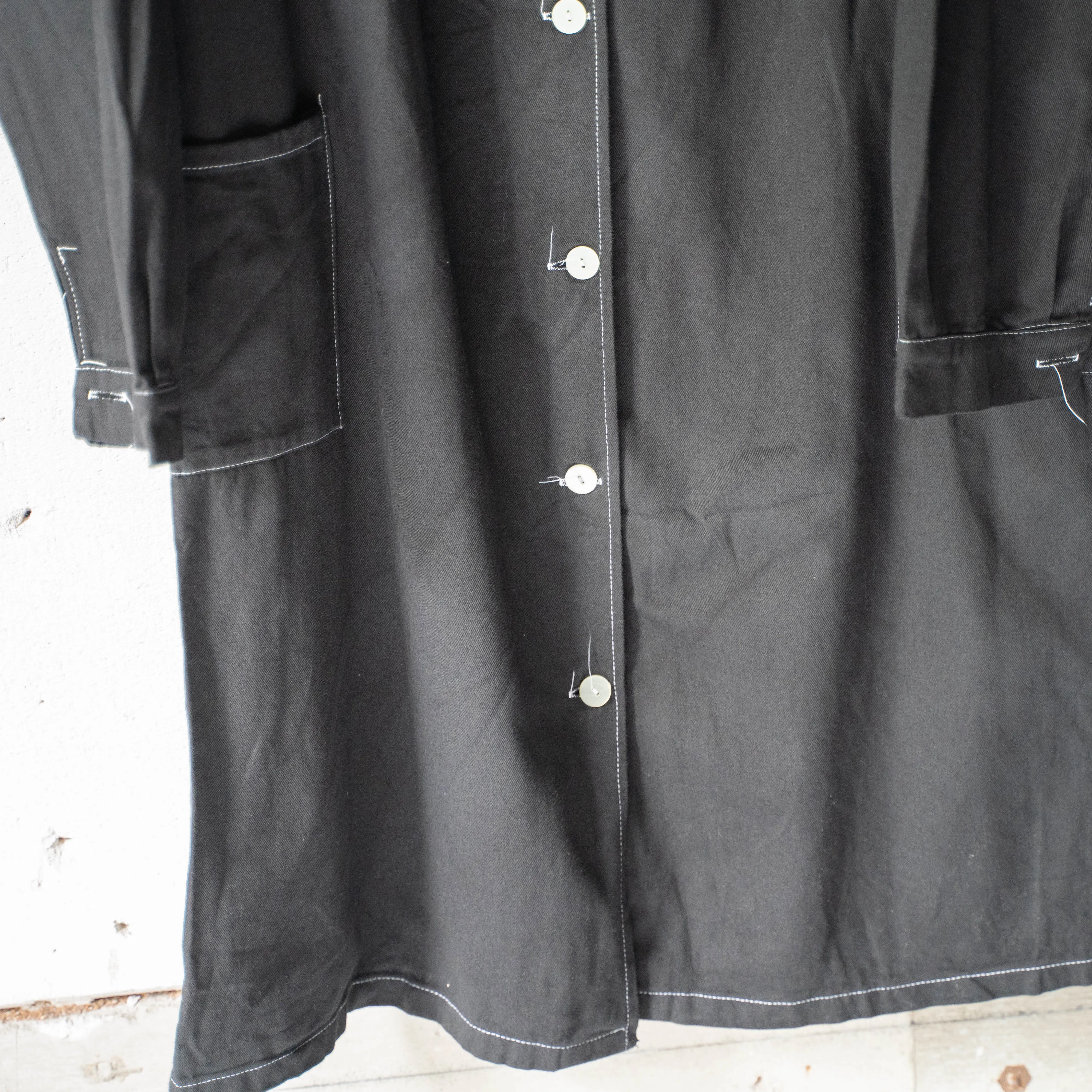 around 1980s Italian military work coat 'black dyed' -dead stock-