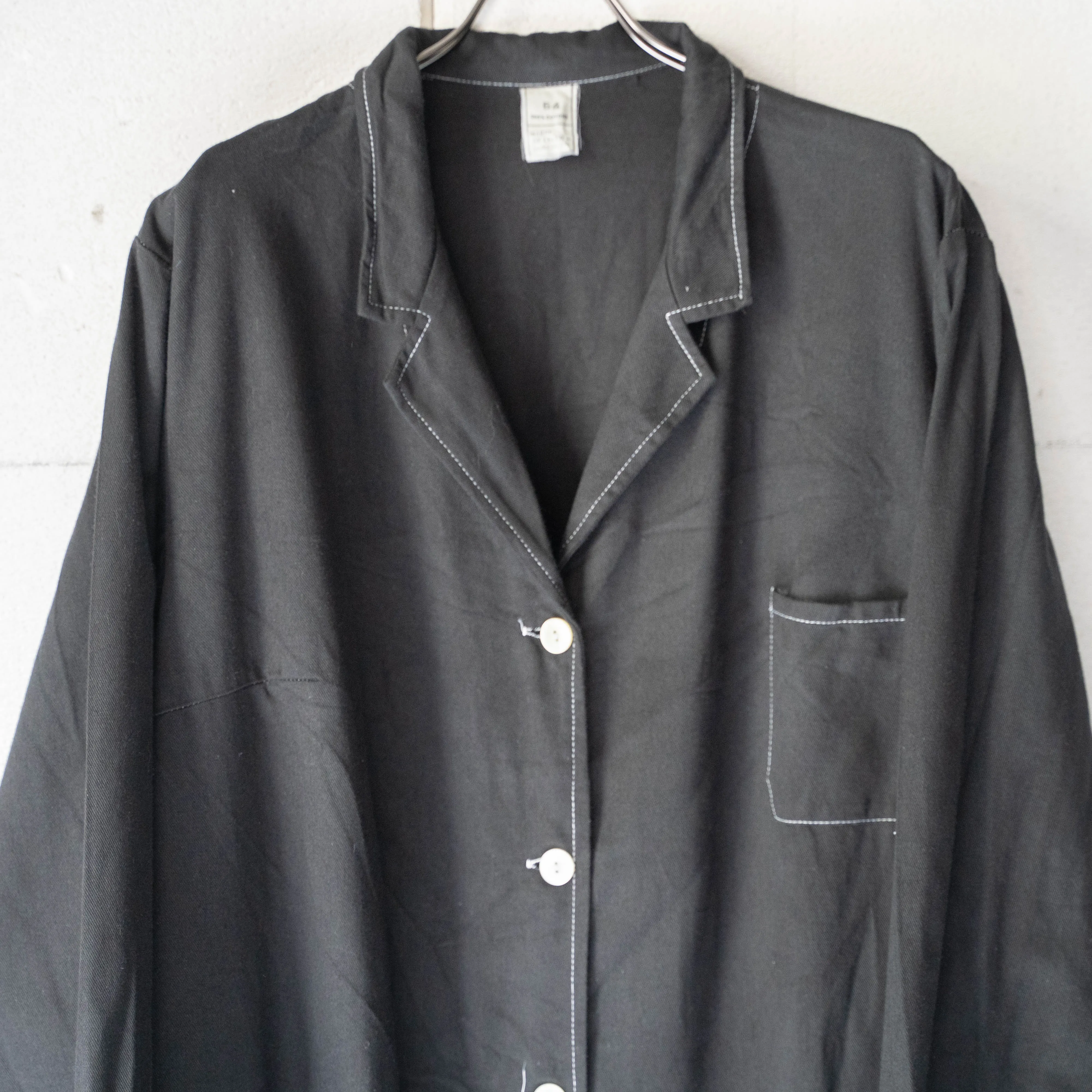 around 1980s Italian military work coat 'black dyed' -dead stock-