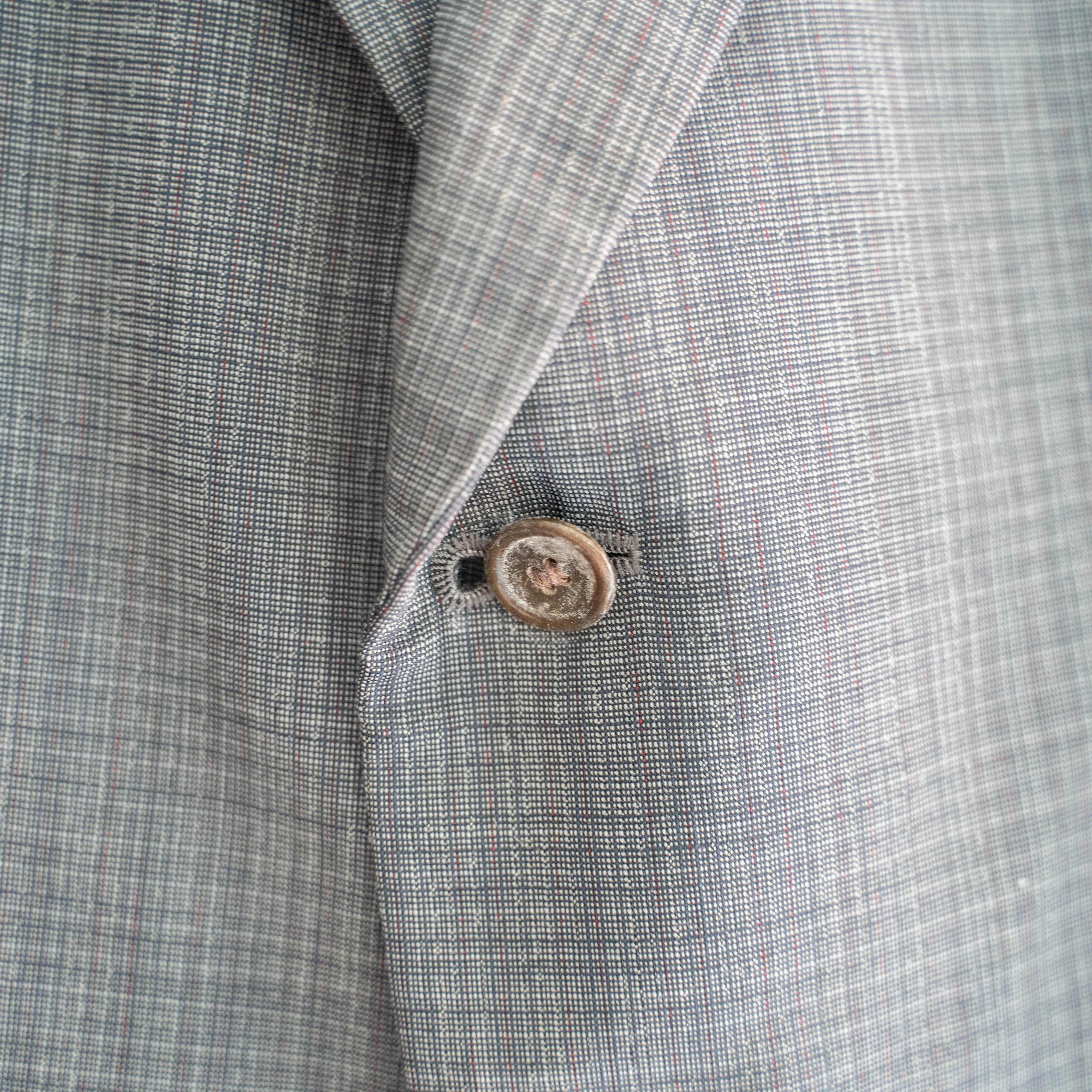 around 1980s Japan vintage gray based checked summer wool tailored jacket