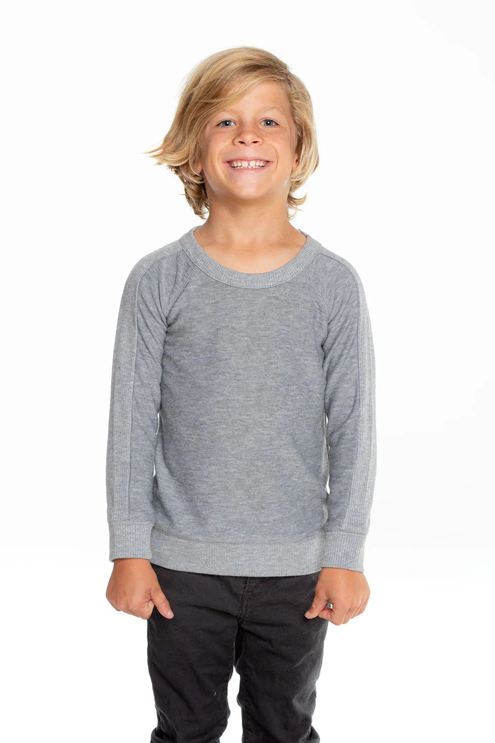 Boys Cozy Knit Long Sleeve Rib Panel Raglan Pullover