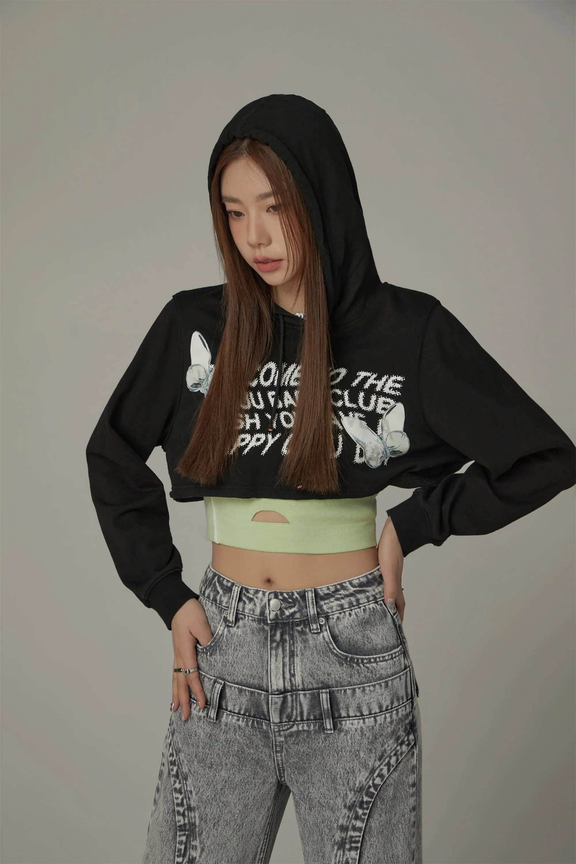 Butterfly Cropped Hoodie