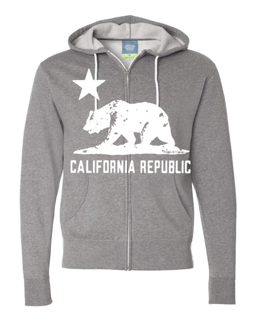 California Flag White Silhouette Zip-up Hoodie Asst Colors