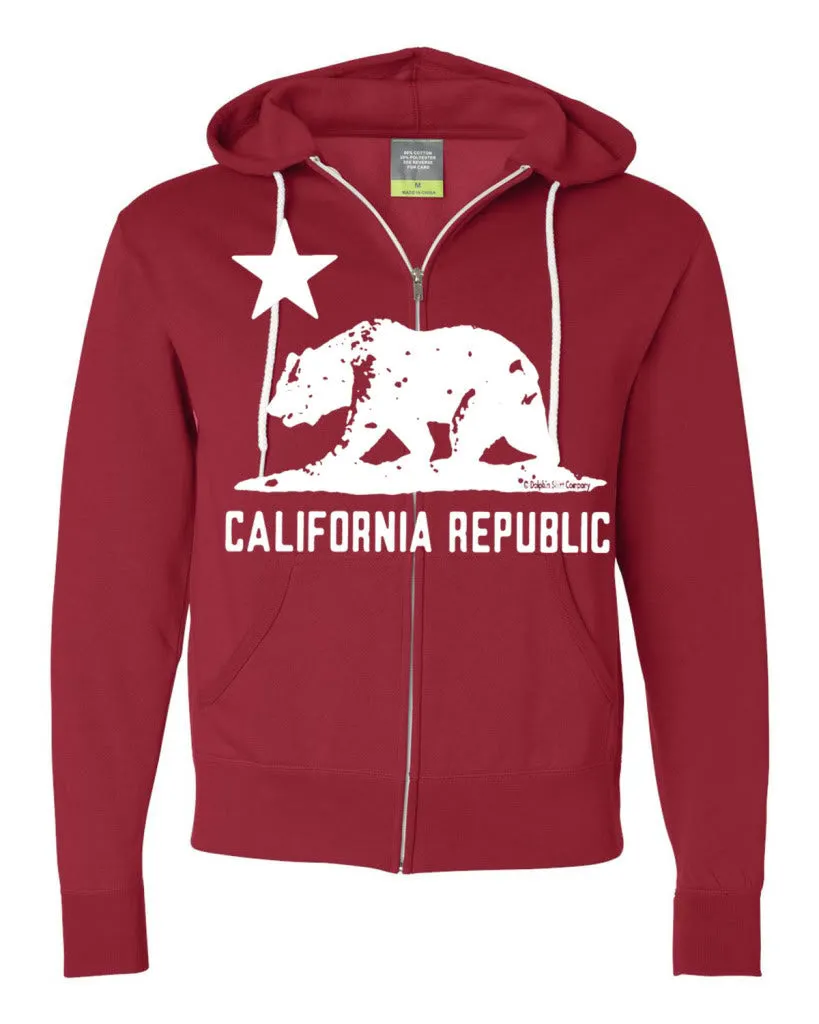 California Flag White Silhouette Zip-up Hoodie Asst Colors