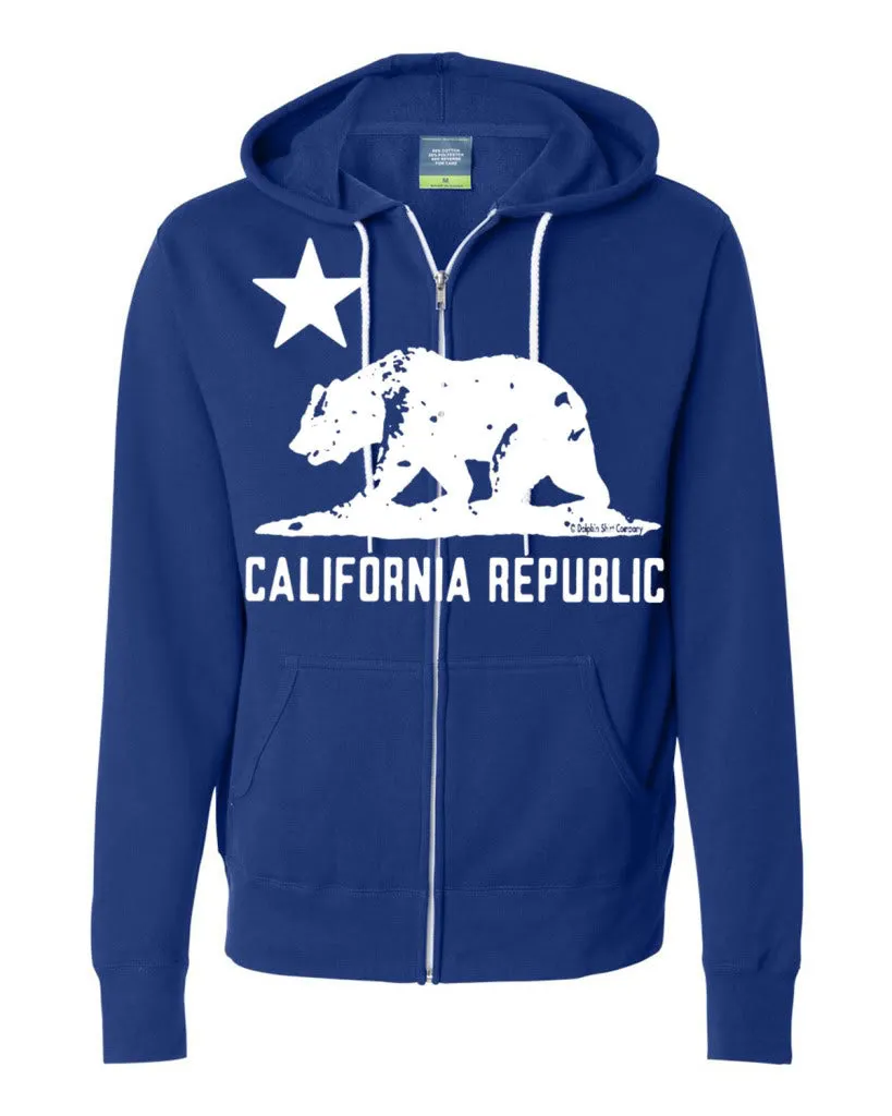 California Flag White Silhouette Zip-up Hoodie Asst Colors