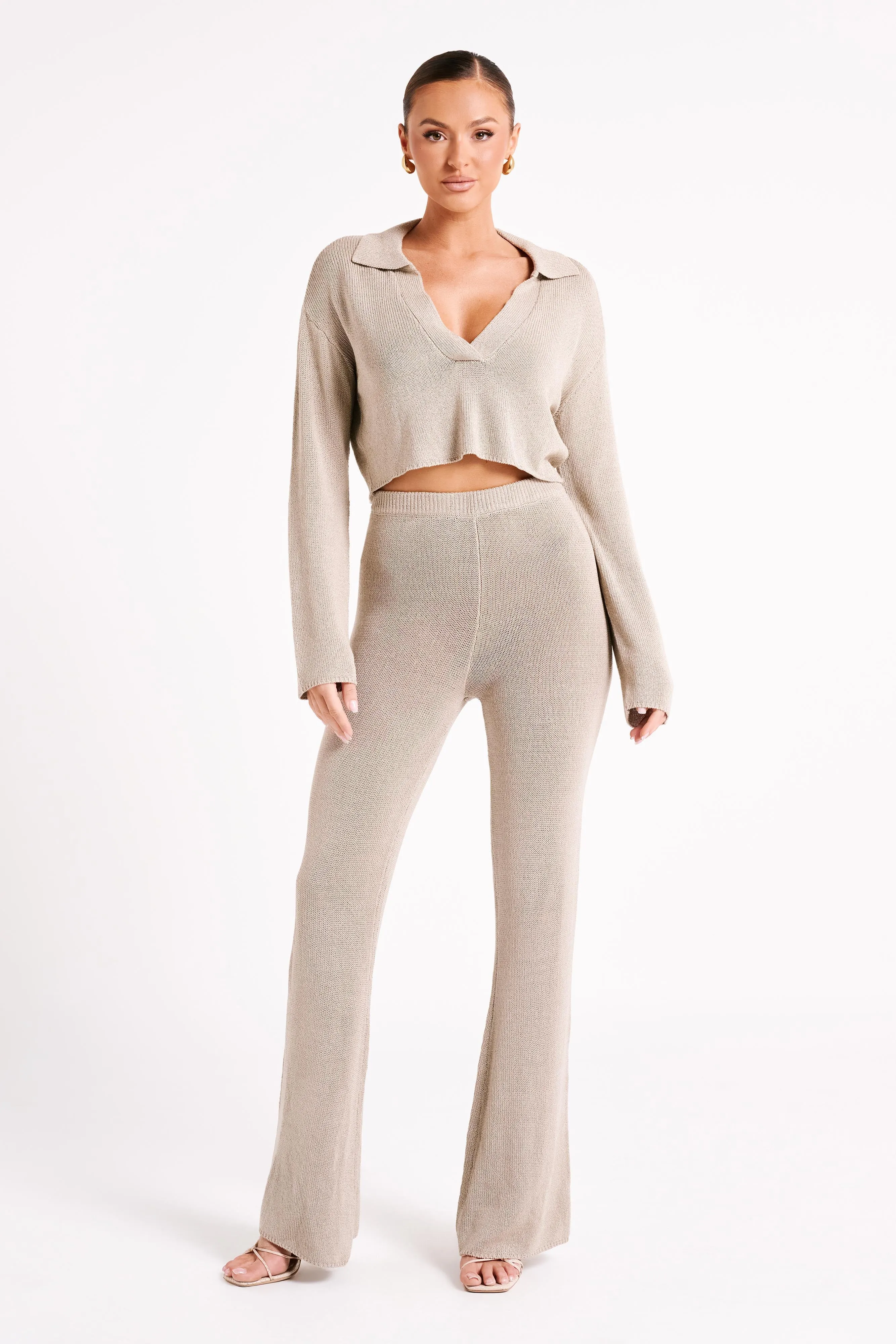 Carlota Collared Knit Jumper - Taupe