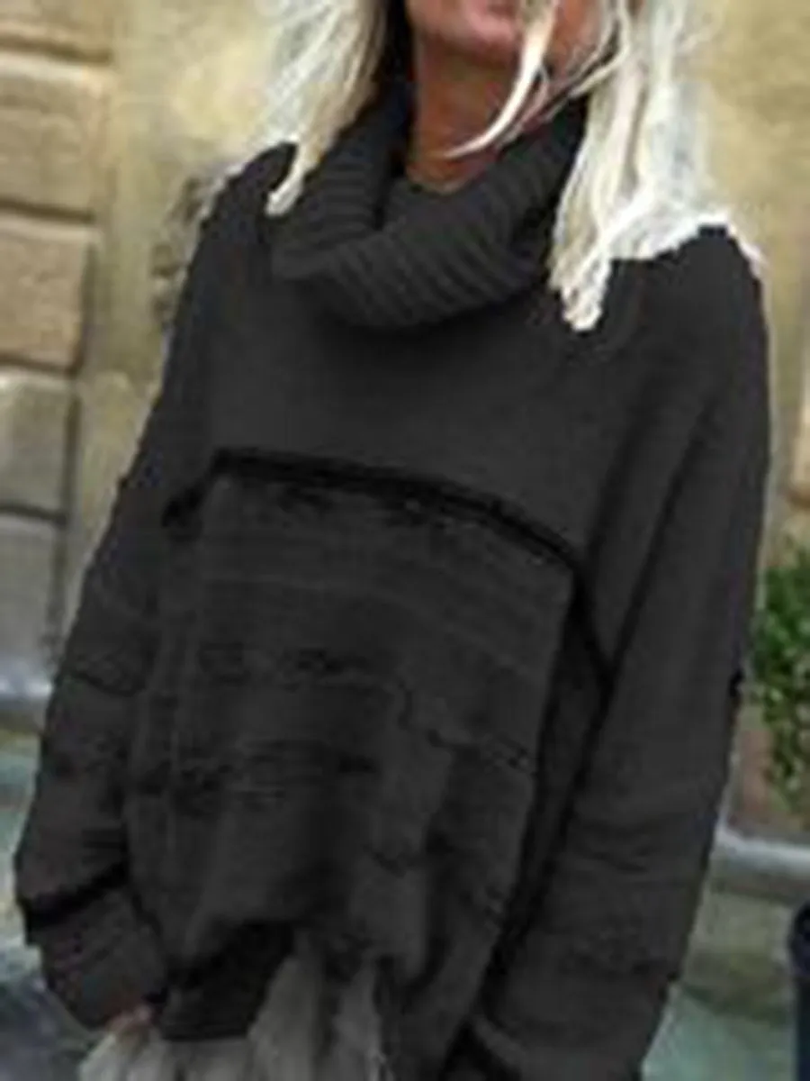 Casual Oversized Cowl Neck Sweater Pullover