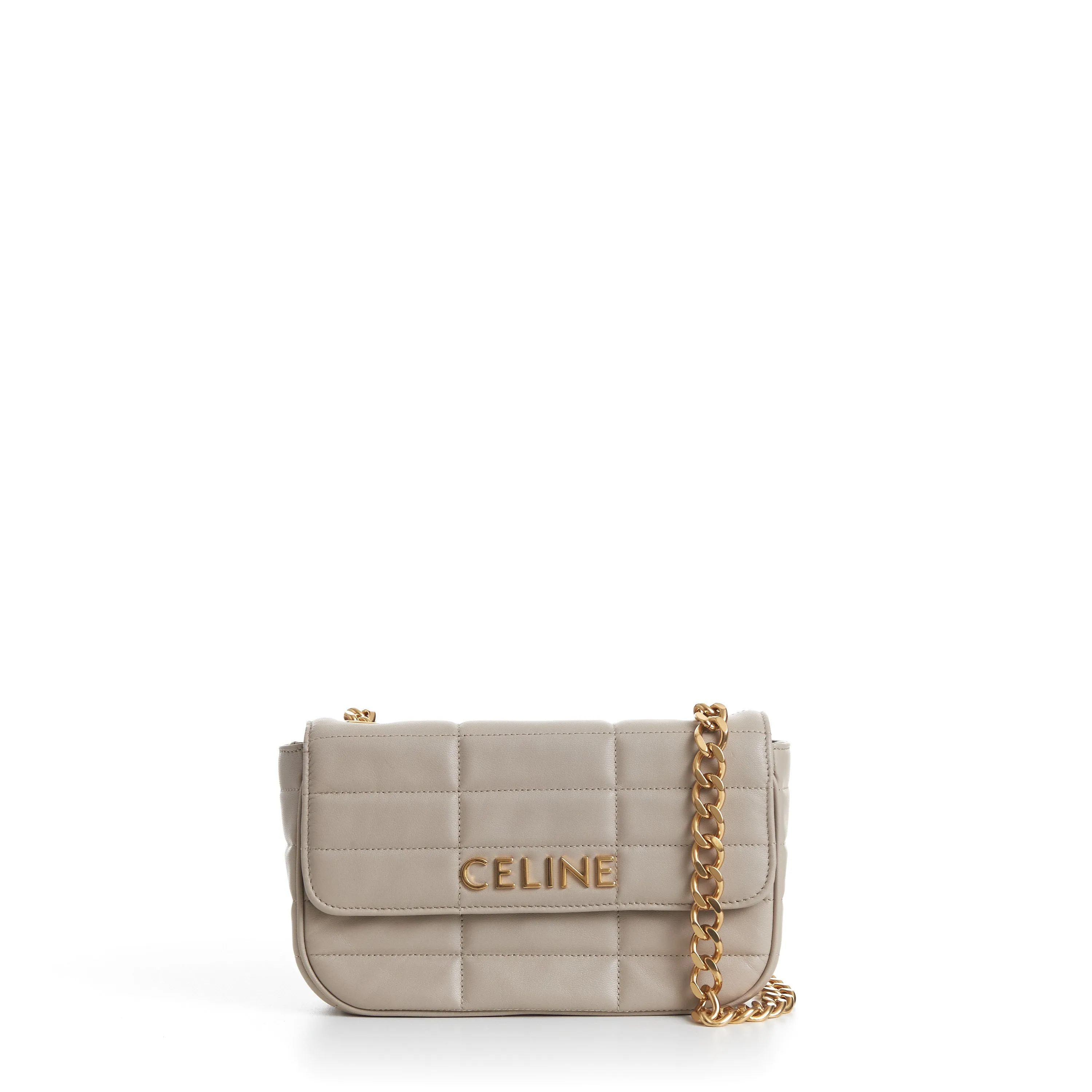 Chain Shoulder Bag Matelasse Monochrome Celine In Beige Quilted Leather