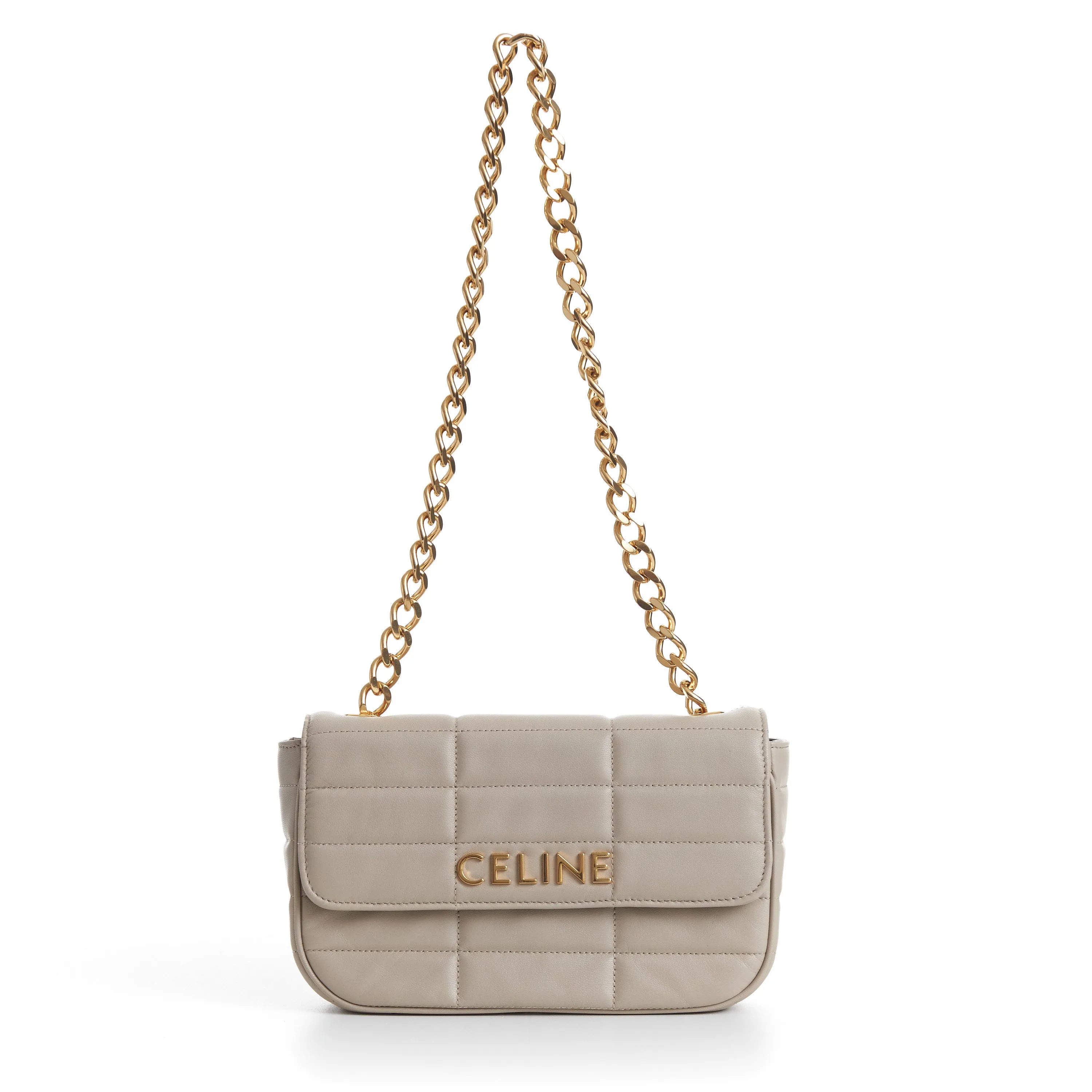 Chain Shoulder Bag Matelasse Monochrome Celine In Beige Quilted Leather