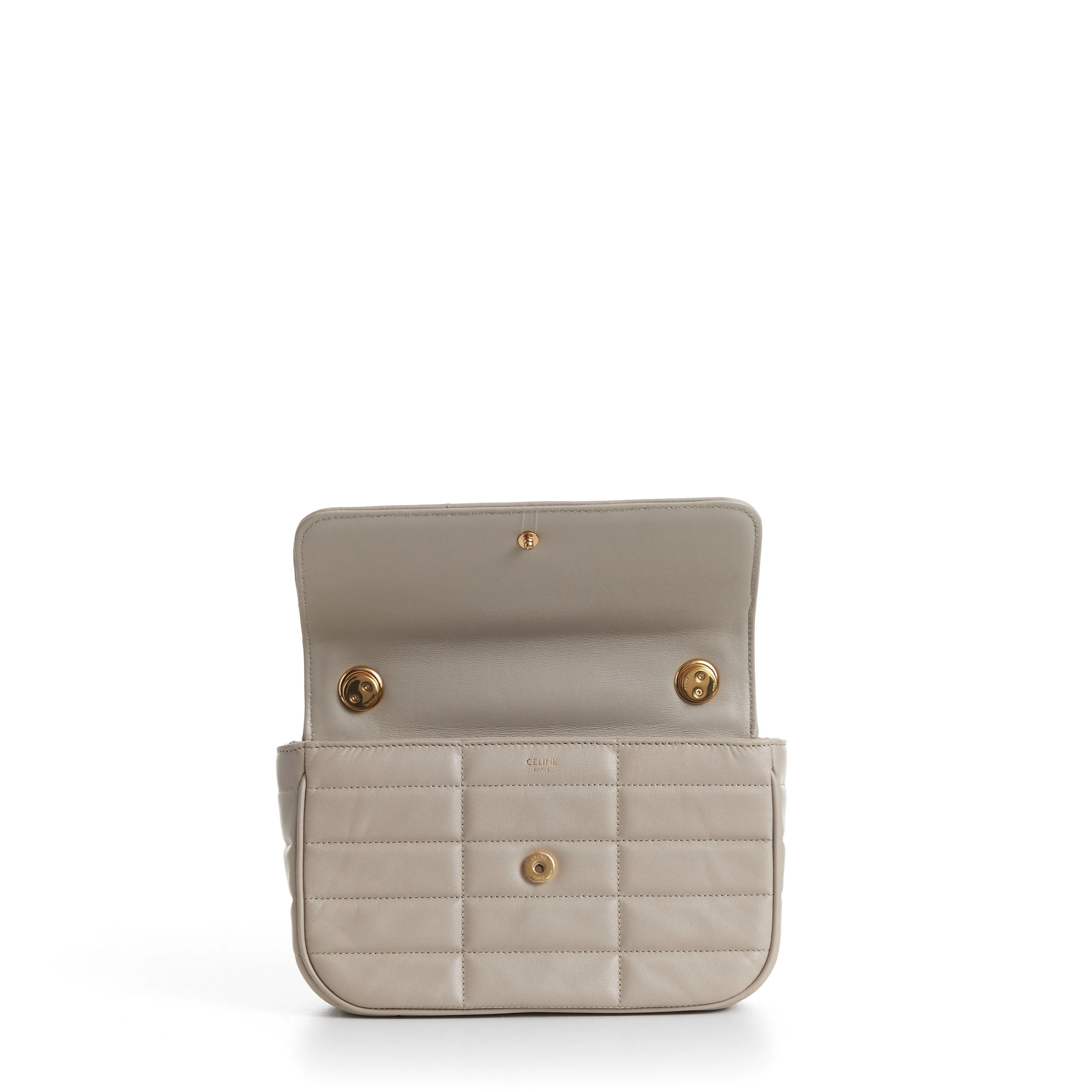 Chain Shoulder Bag Matelasse Monochrome Celine In Beige Quilted Leather