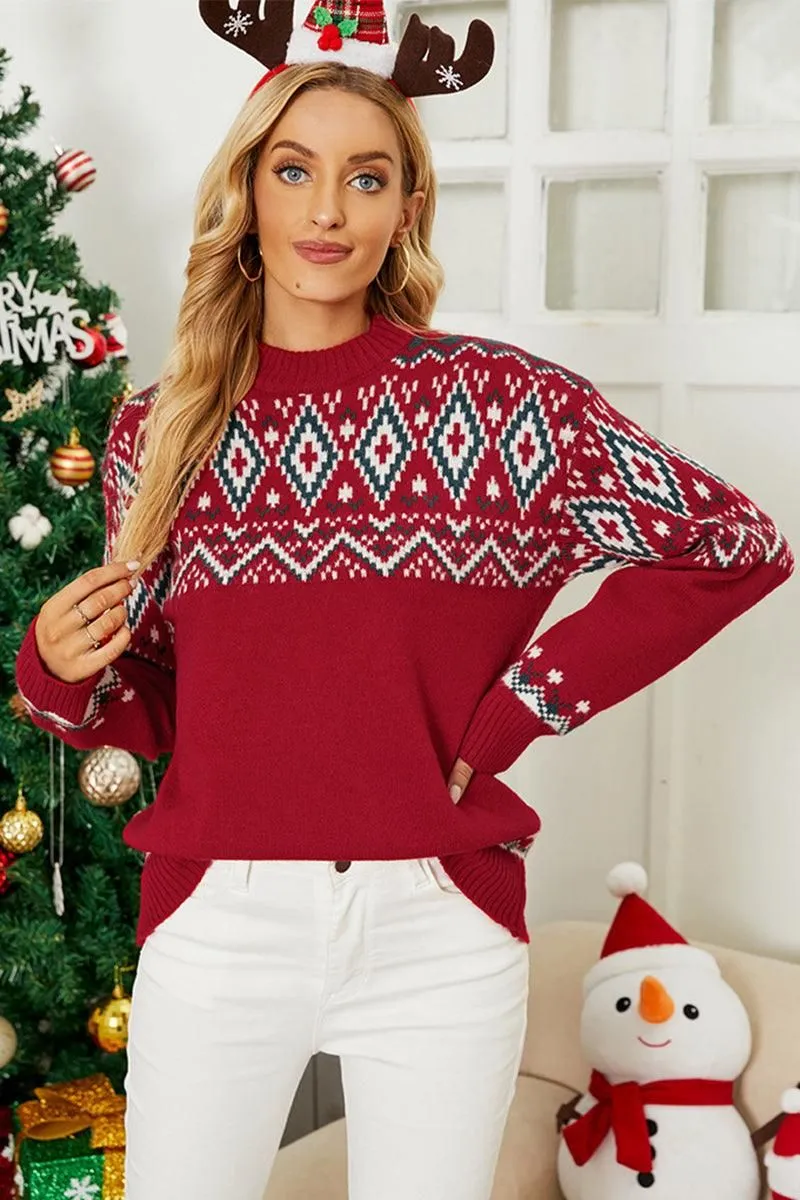 CHRISTMAS PATTERN KINTTED SWEATER TOP