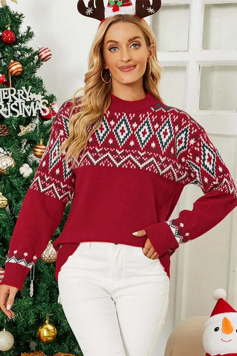 CHRISTMAS PATTERN KINTTED SWEATER TOP