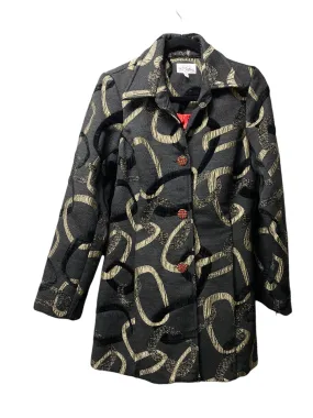 Coat Trench Coat By Cmc In Black & Gold, Size: M