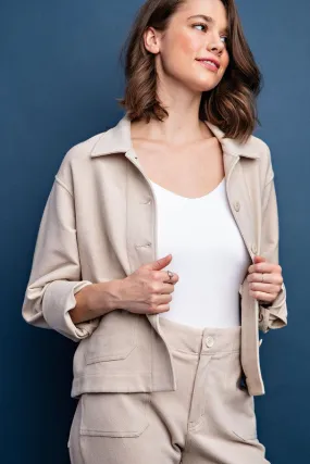 COTTON STRETCH TWILL JACKET  (2 COLORS)