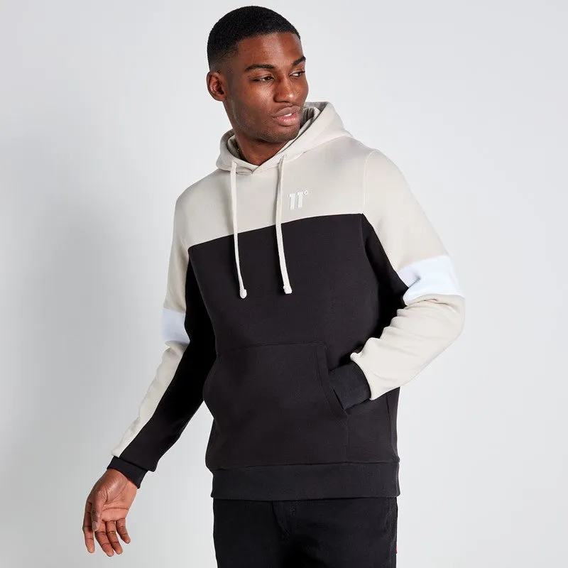 Cut and Sew Hoodie - Black / Stone / White