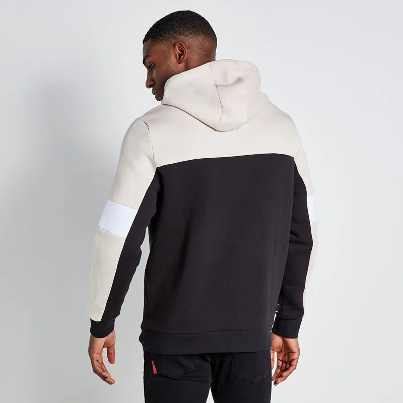 Cut and Sew Hoodie - Black / Stone / White