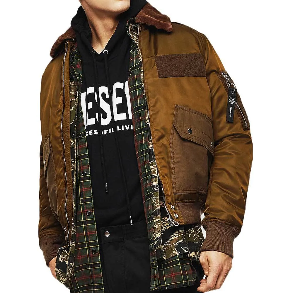 Diesel W-Slotkin-A Jacket  Flight Bomber Jacket - Green / Brown