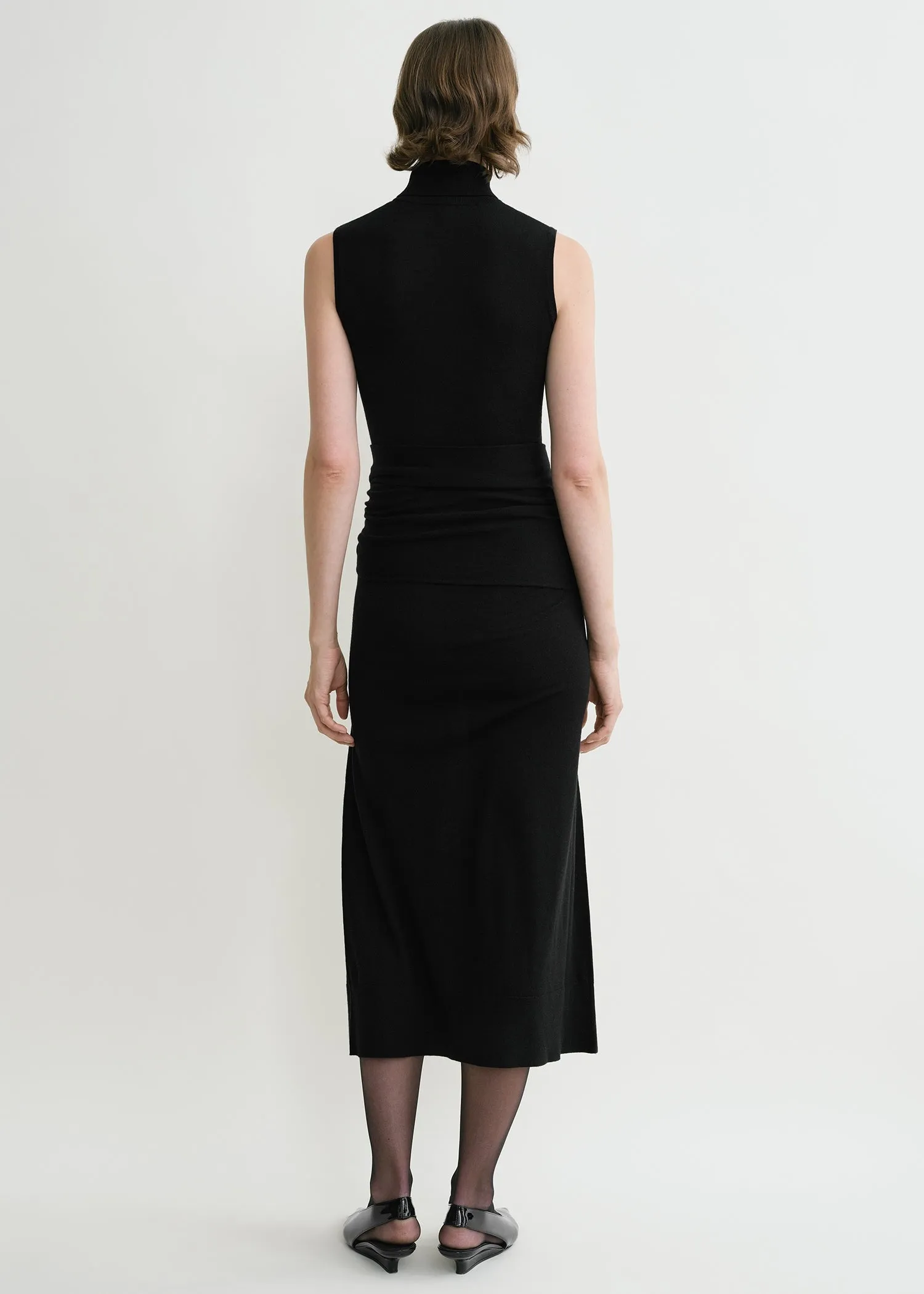 Draped knit dress black