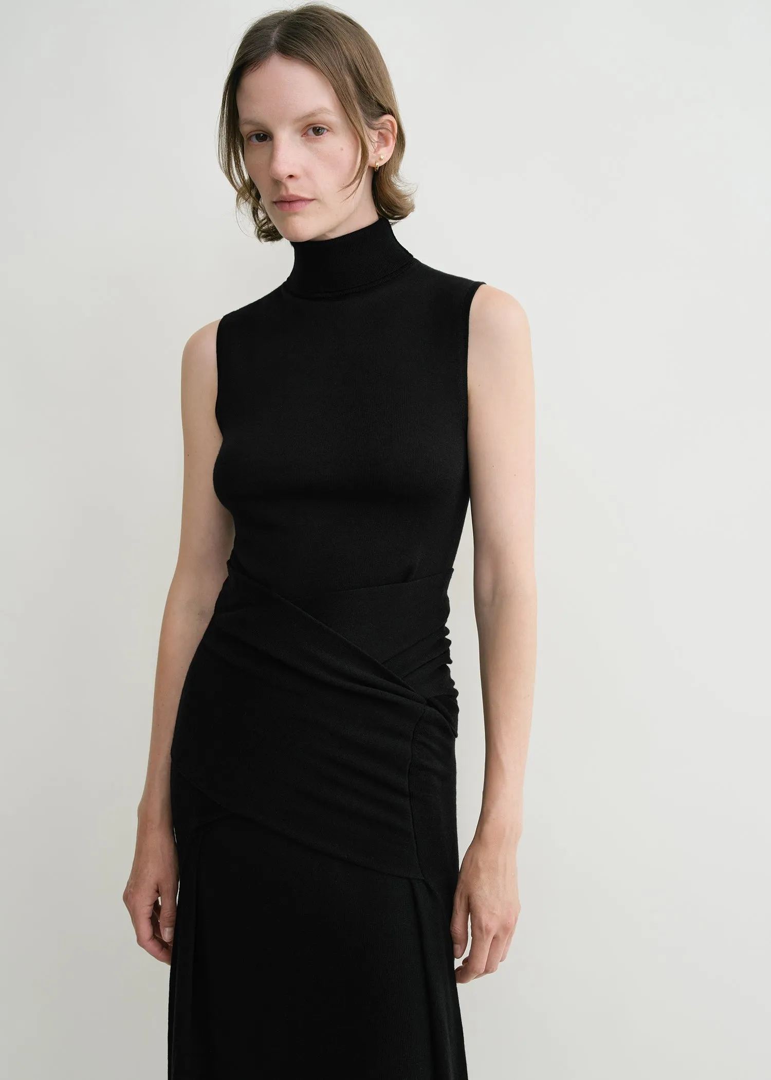 Draped knit dress black