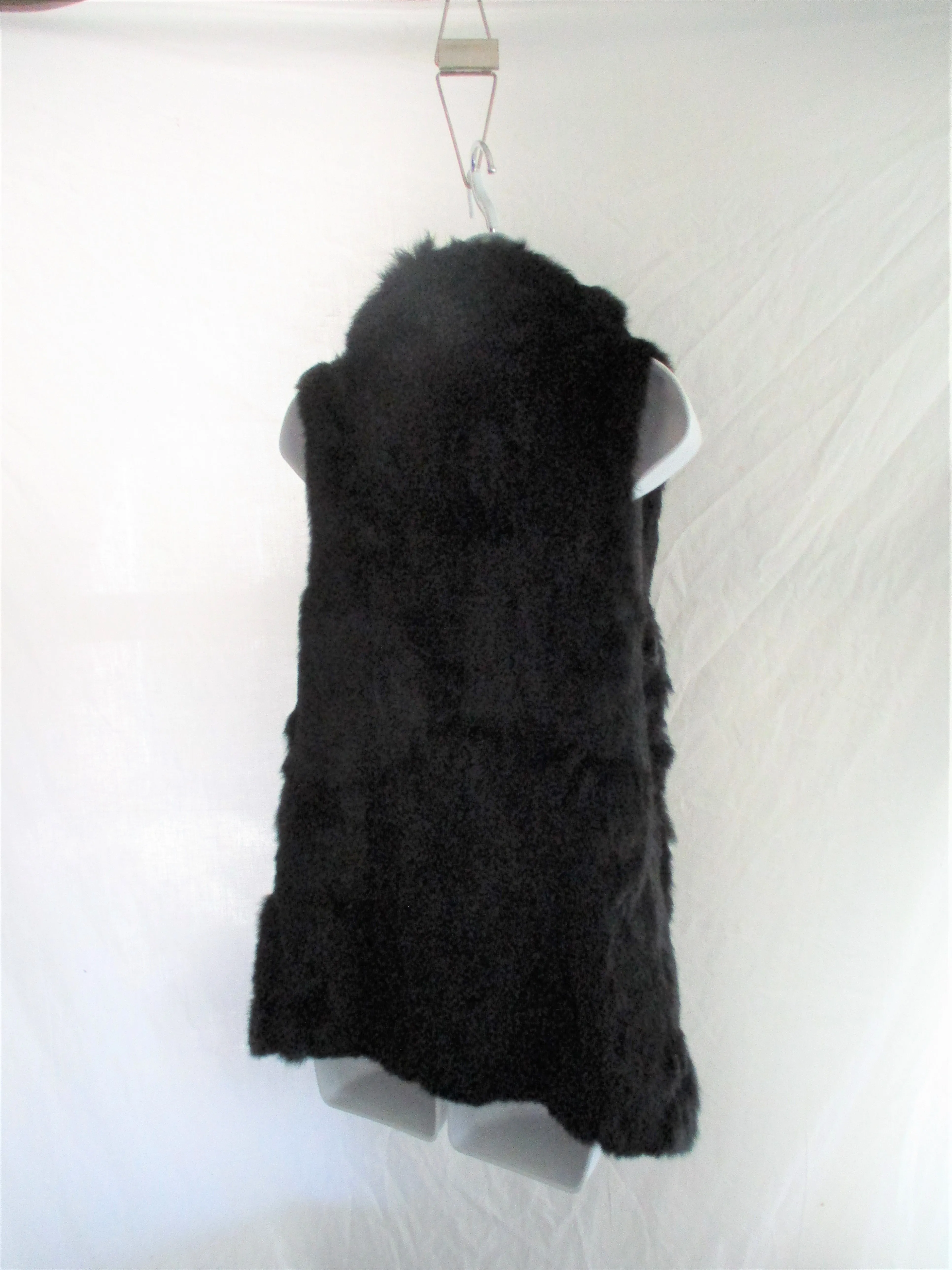 EMILIO PEPE ITALY Genuine RABBIT Fur Full Zip VEST Coat Jacket S BLACK