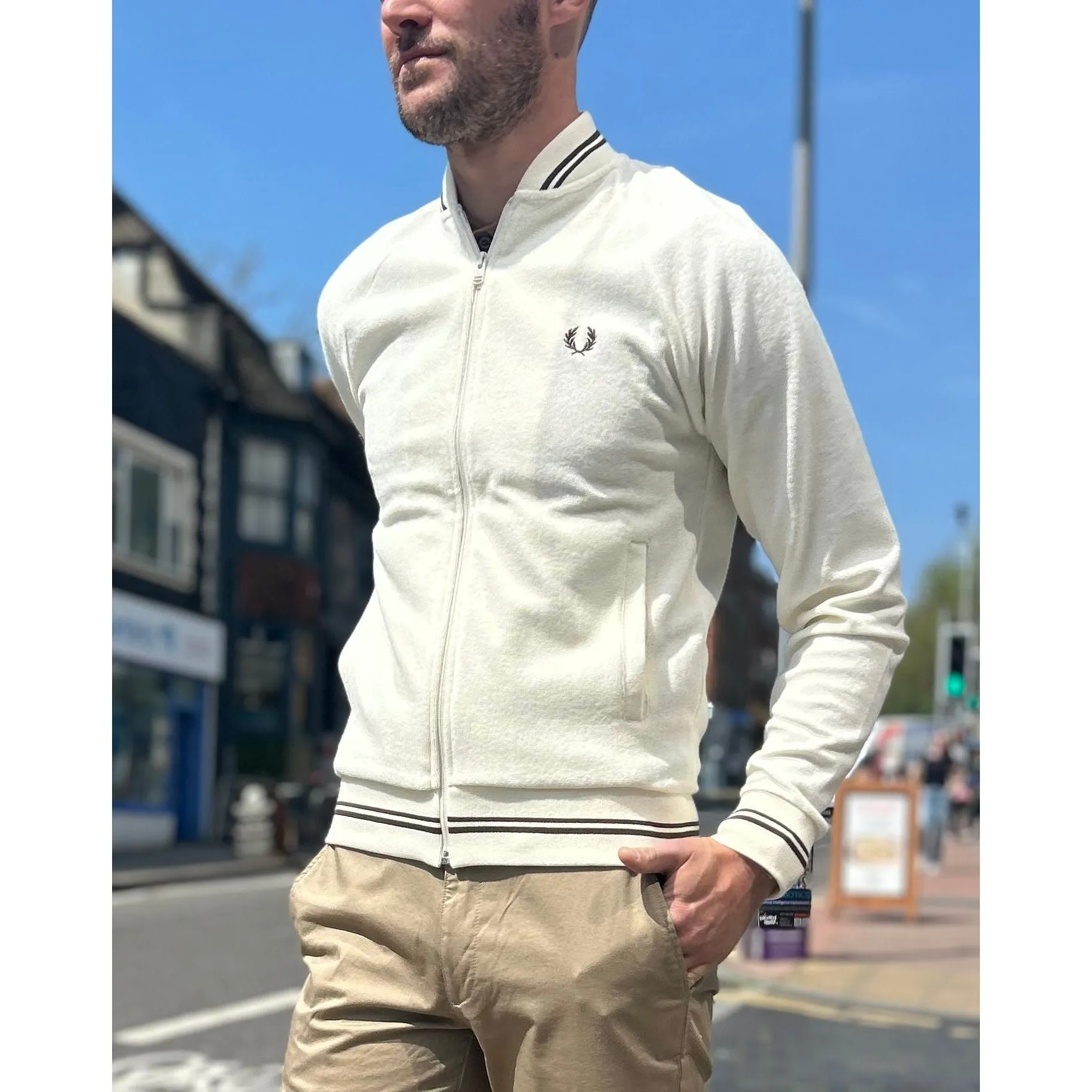 Fred Perry - J7805 Ecru Towelling Track - Jacket