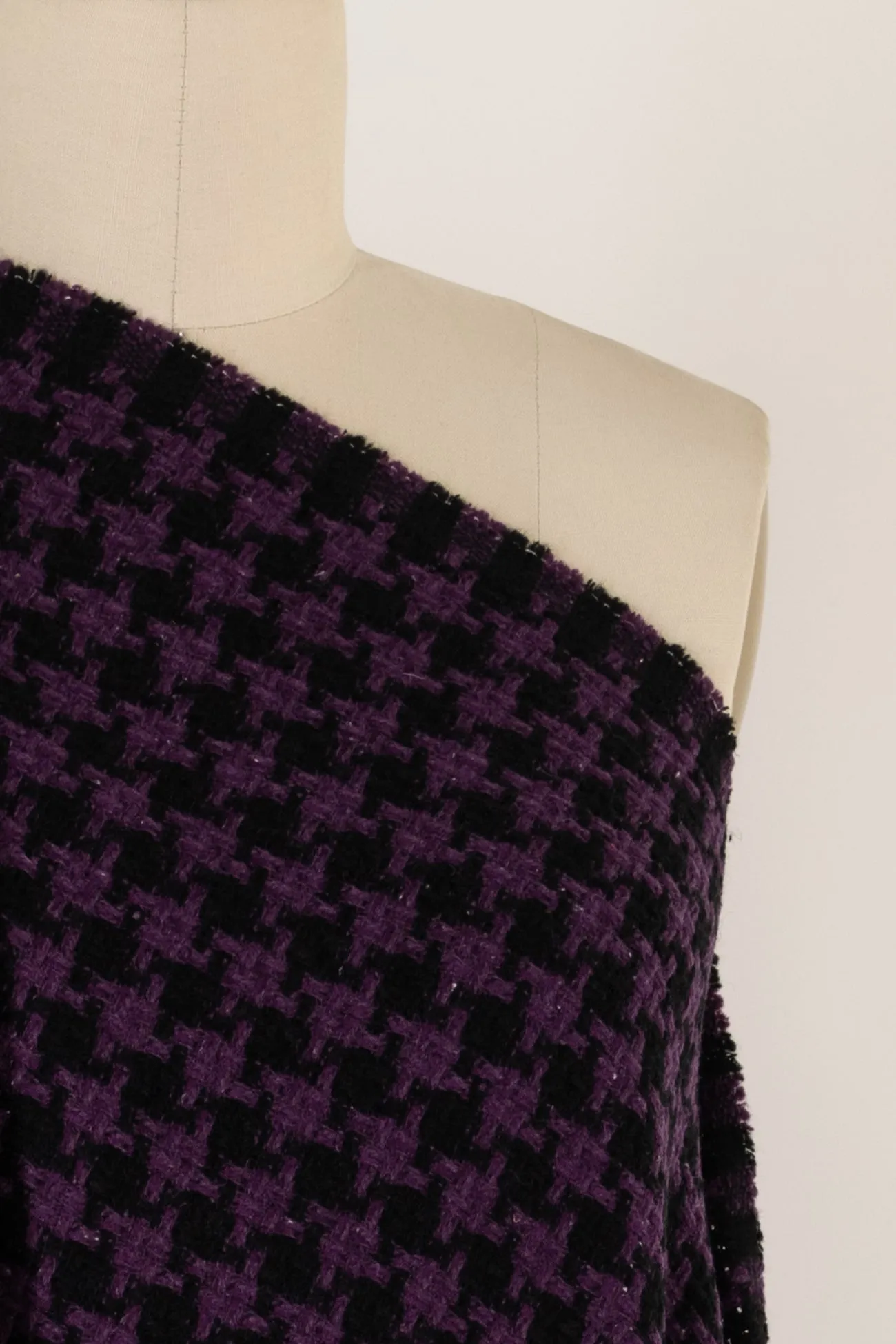 Grape Houndstooth Wool Blend Woven