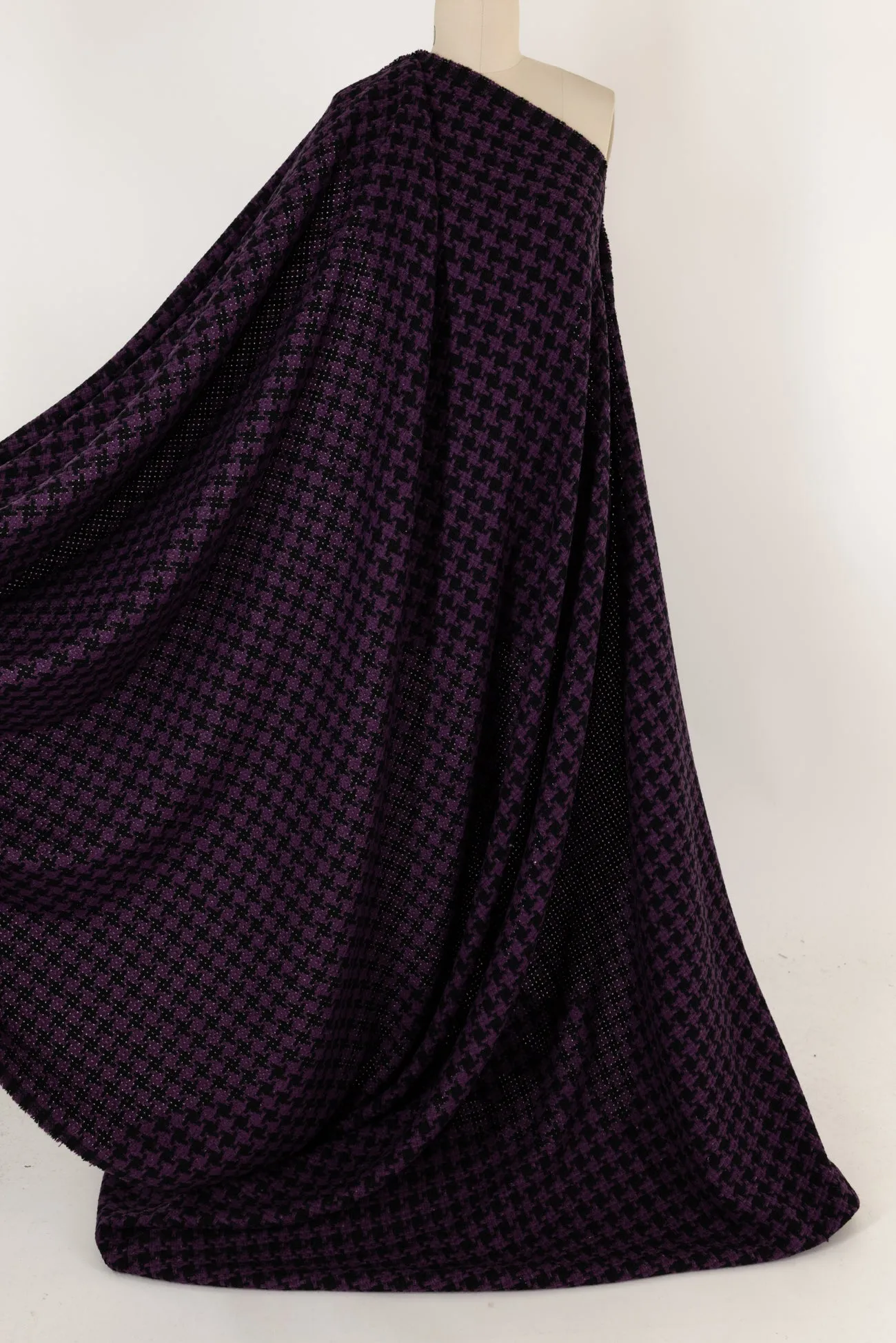 Grape Houndstooth Wool Blend Woven