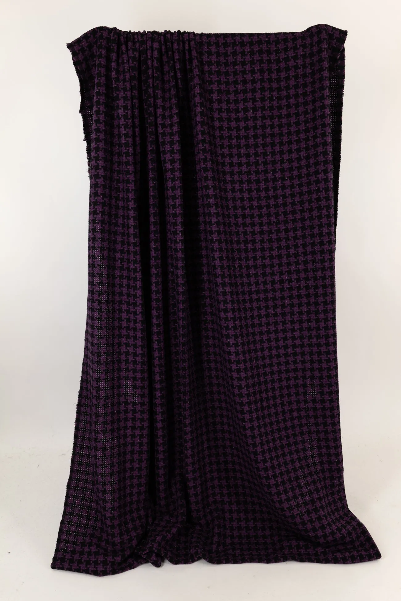 Grape Houndstooth Wool Blend Woven