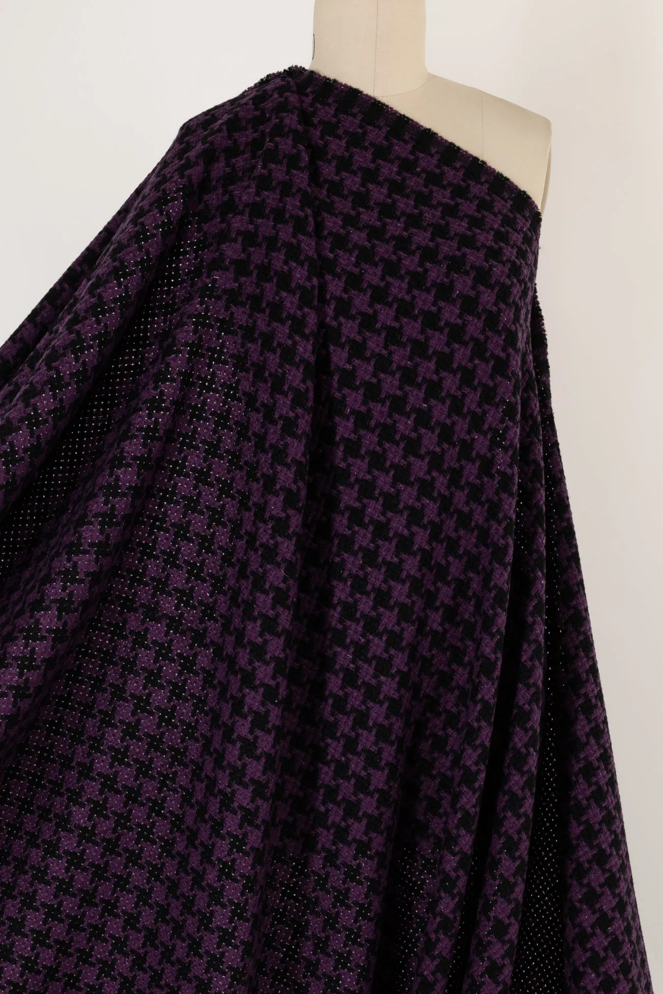 Grape Houndstooth Wool Blend Woven