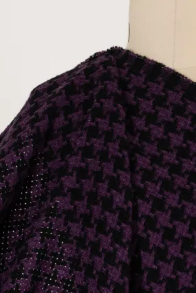 Grape Houndstooth Wool Blend Woven