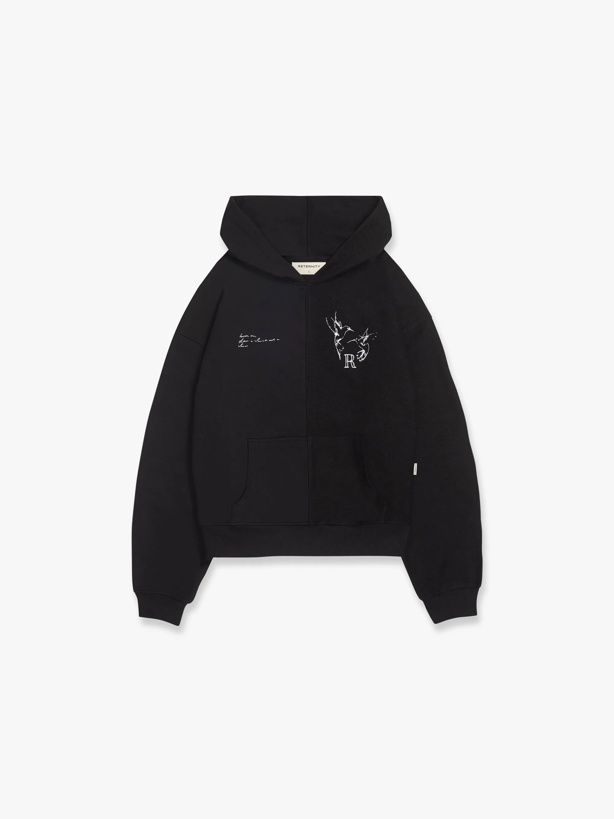 HEAVY SPLIT INSIDE OUT HOODIE - BLACK