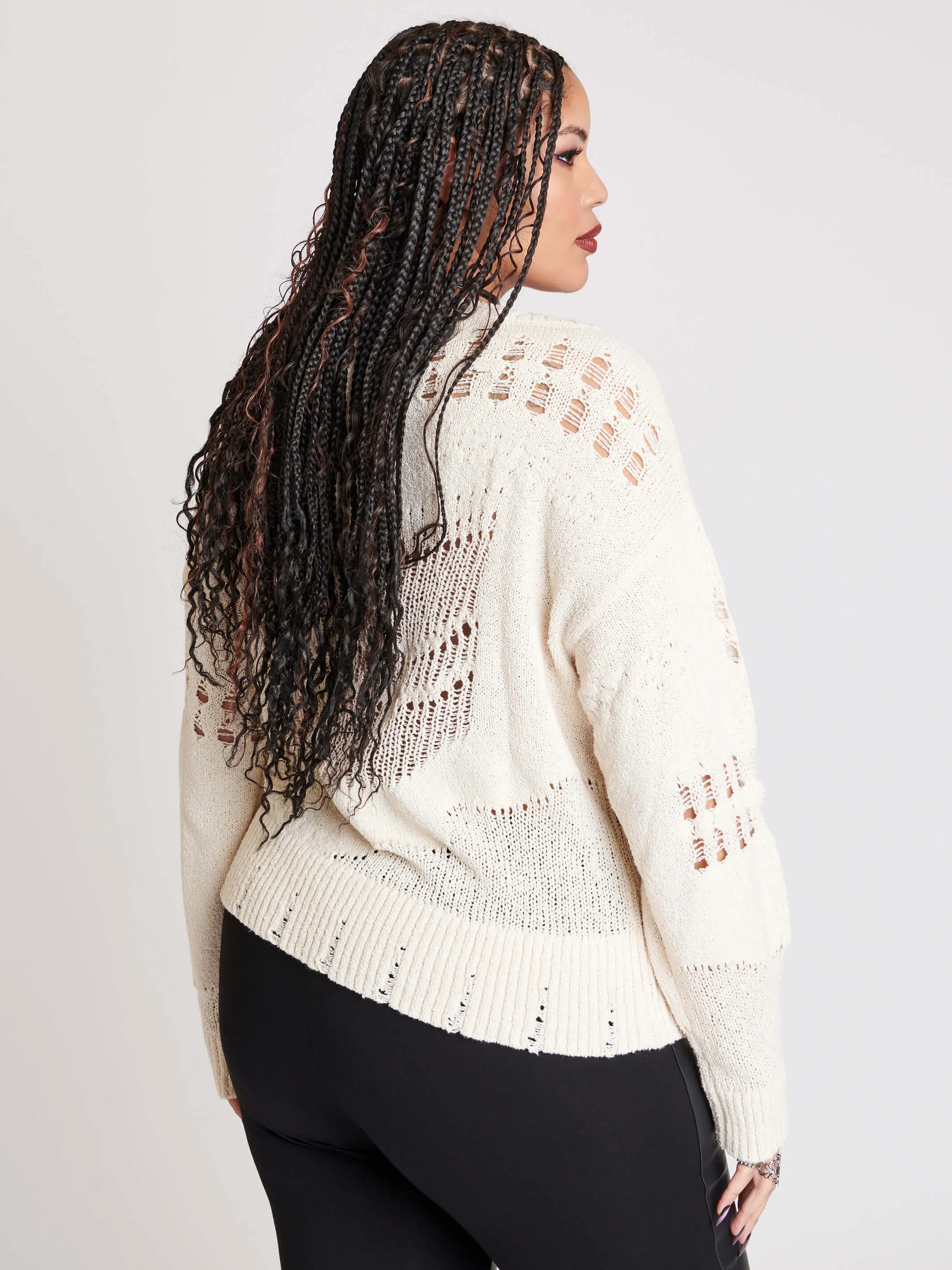 Ivory Distressed Sweater