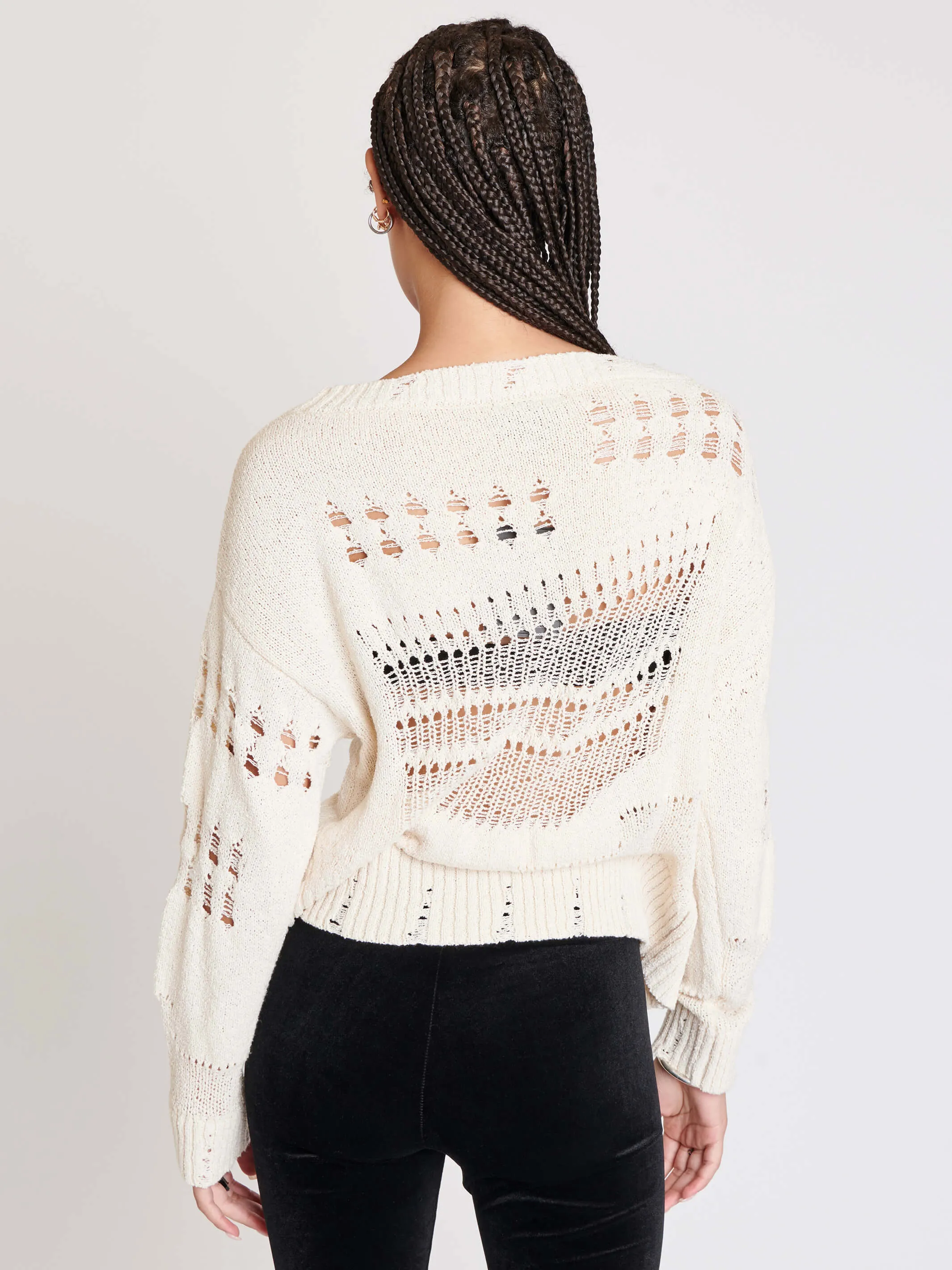 Ivory Distressed Sweater