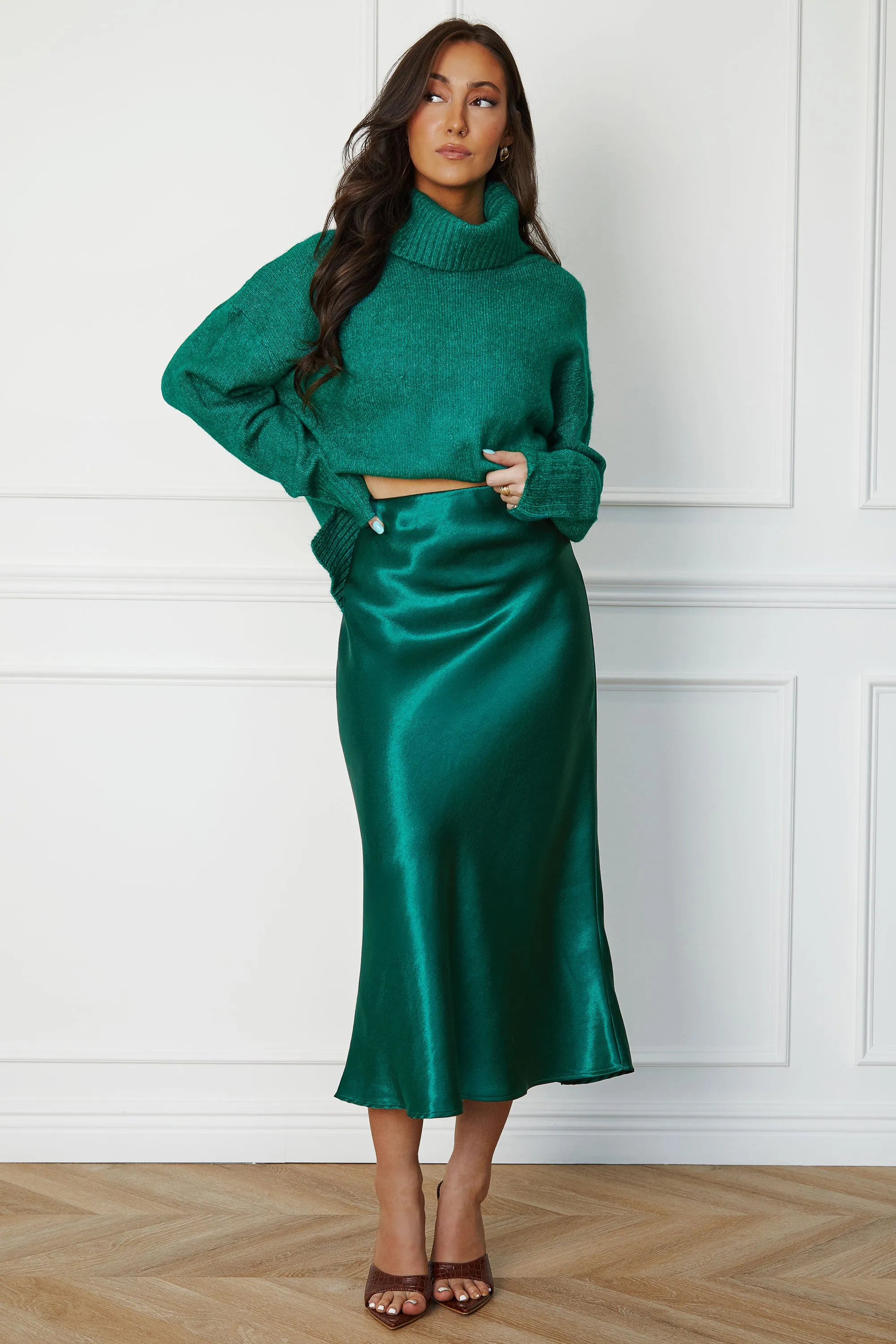 Julianne Hunter Green Turtleneck Sweater