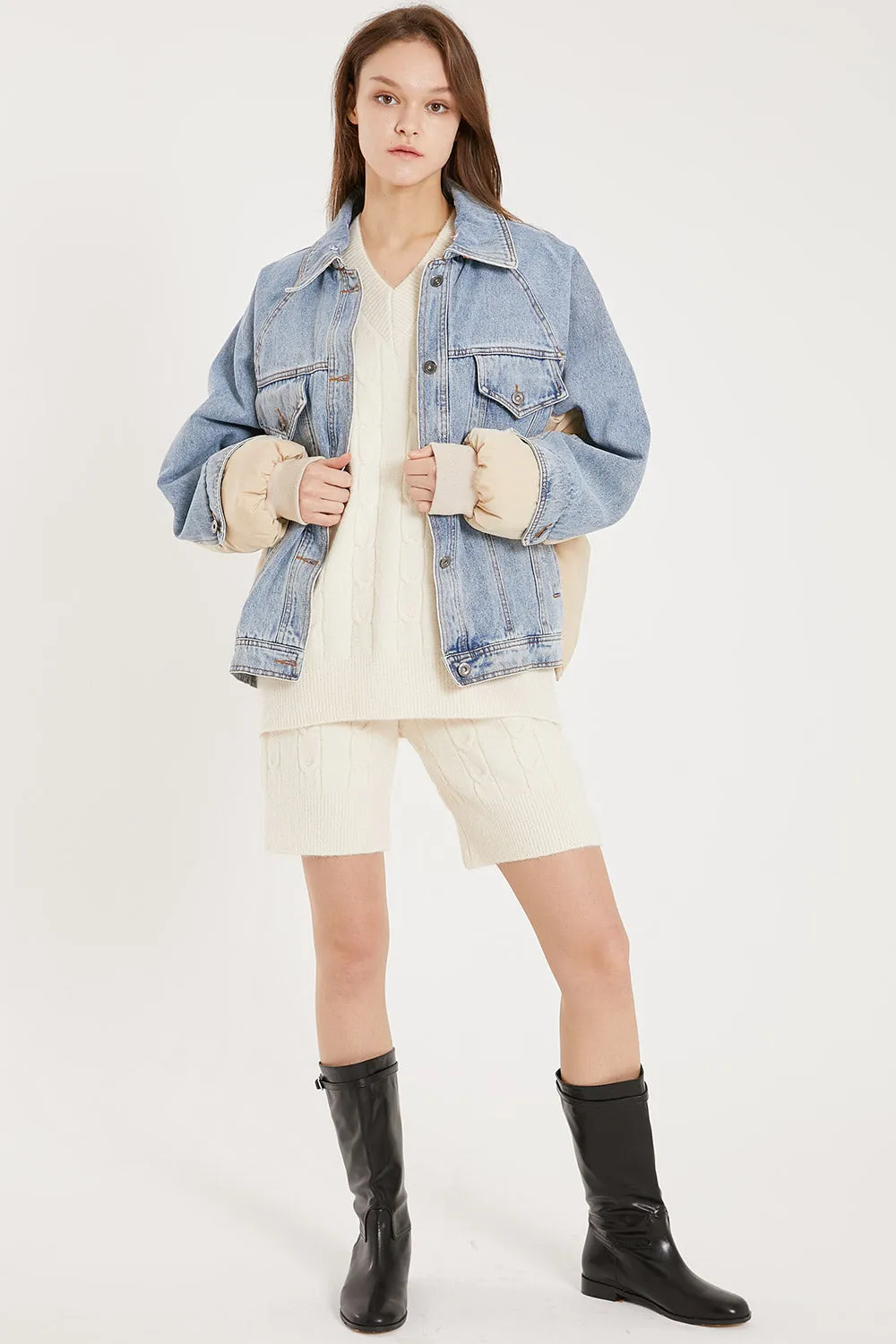 Karlie Puffer Denim Combo Jacket