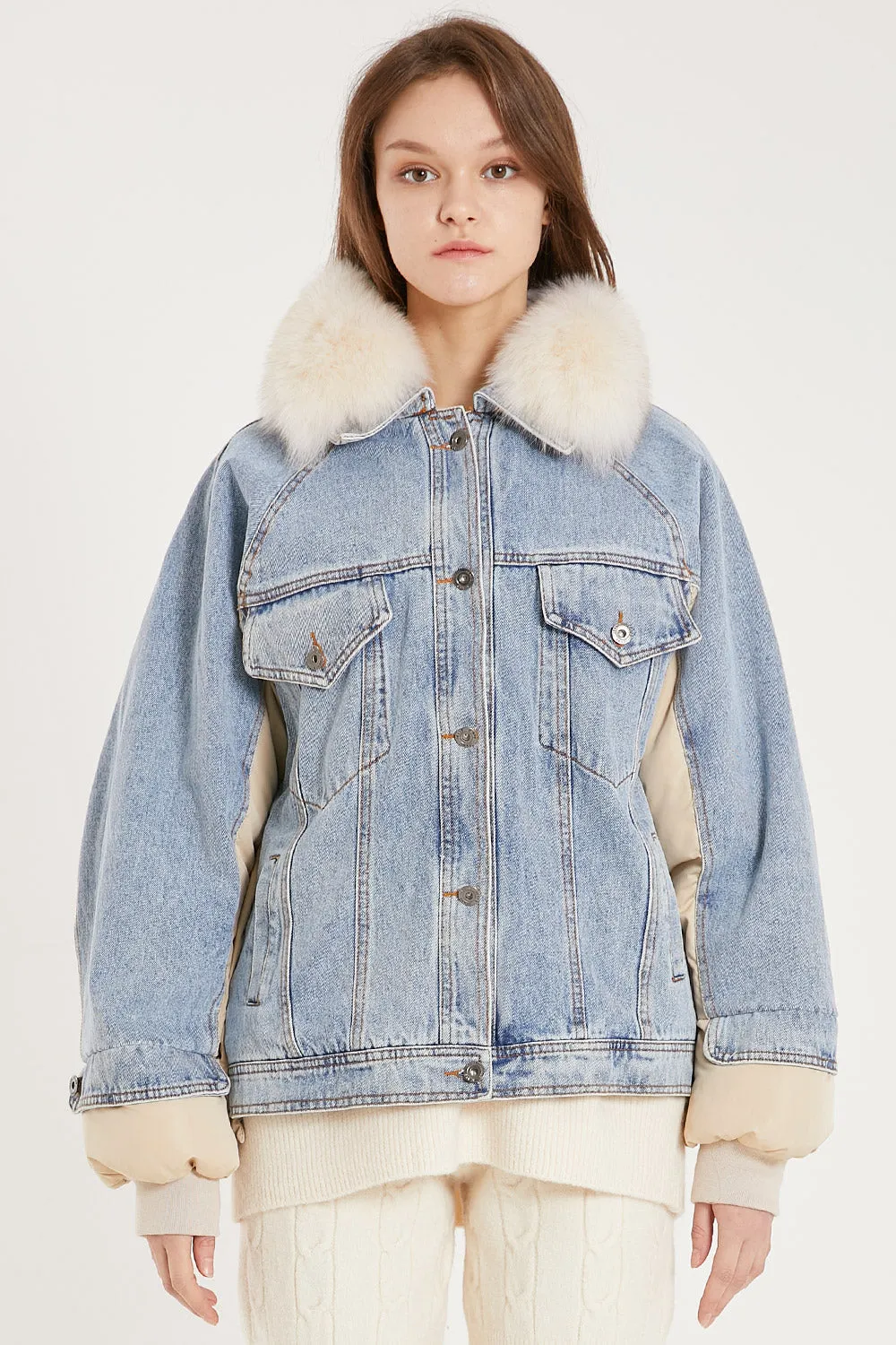 Karlie Puffer Denim Combo Jacket