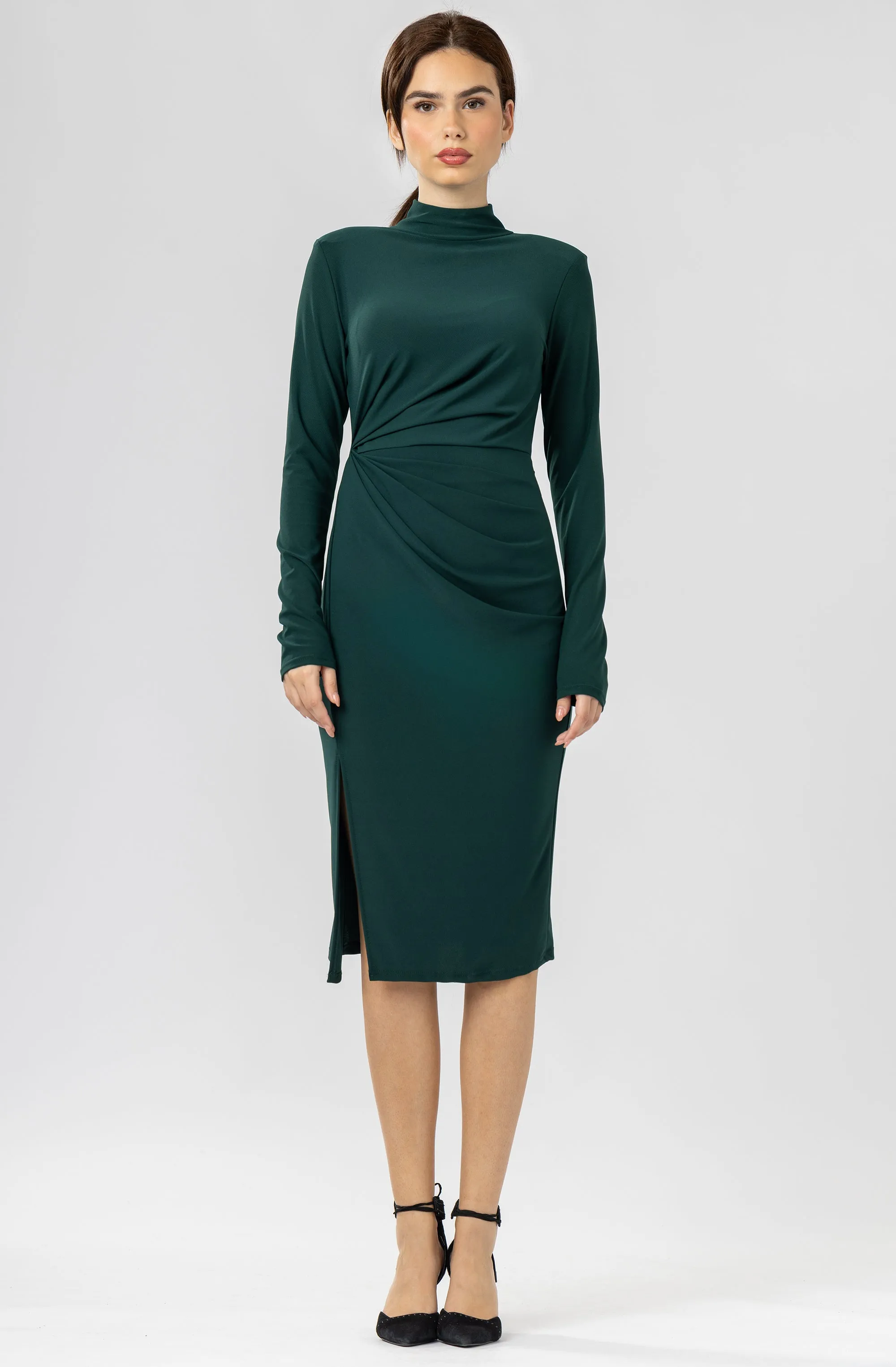 Knit Midi Dress with Side Gather