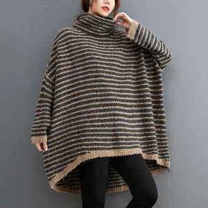 Leisure Loose Kitting Striped Hoodies Sweaters